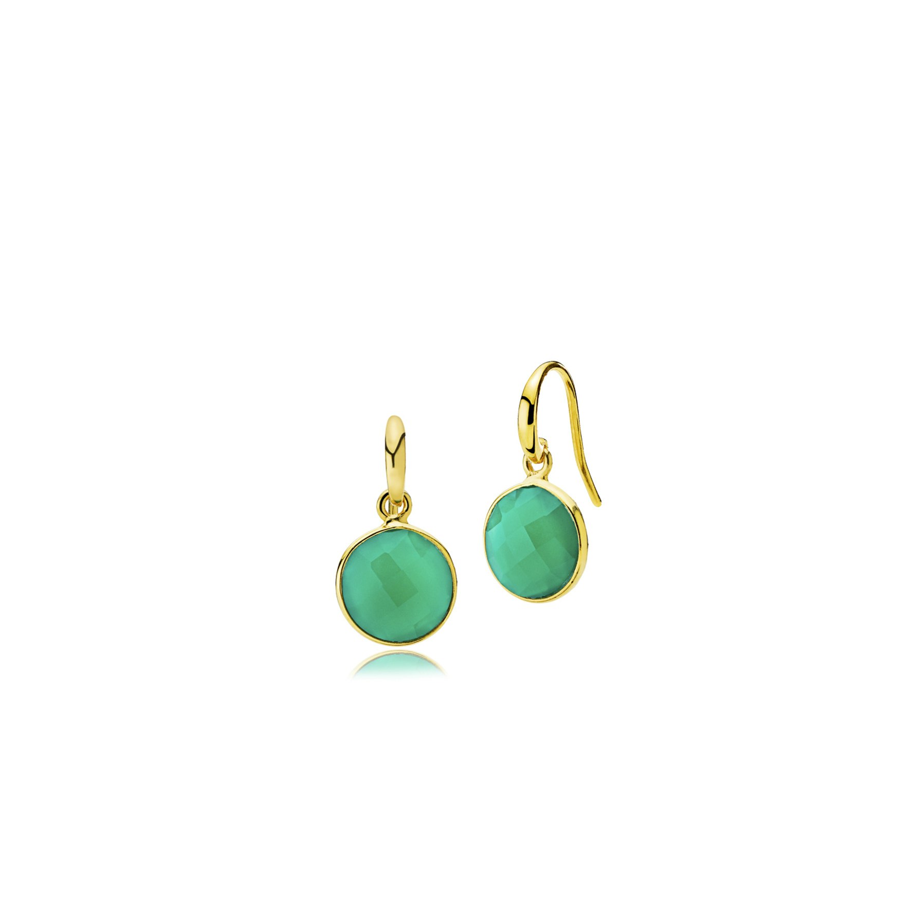 Prima Donna earrings small Green Onyx von Izabel Camille in Vergoldet-Silber Sterling 925