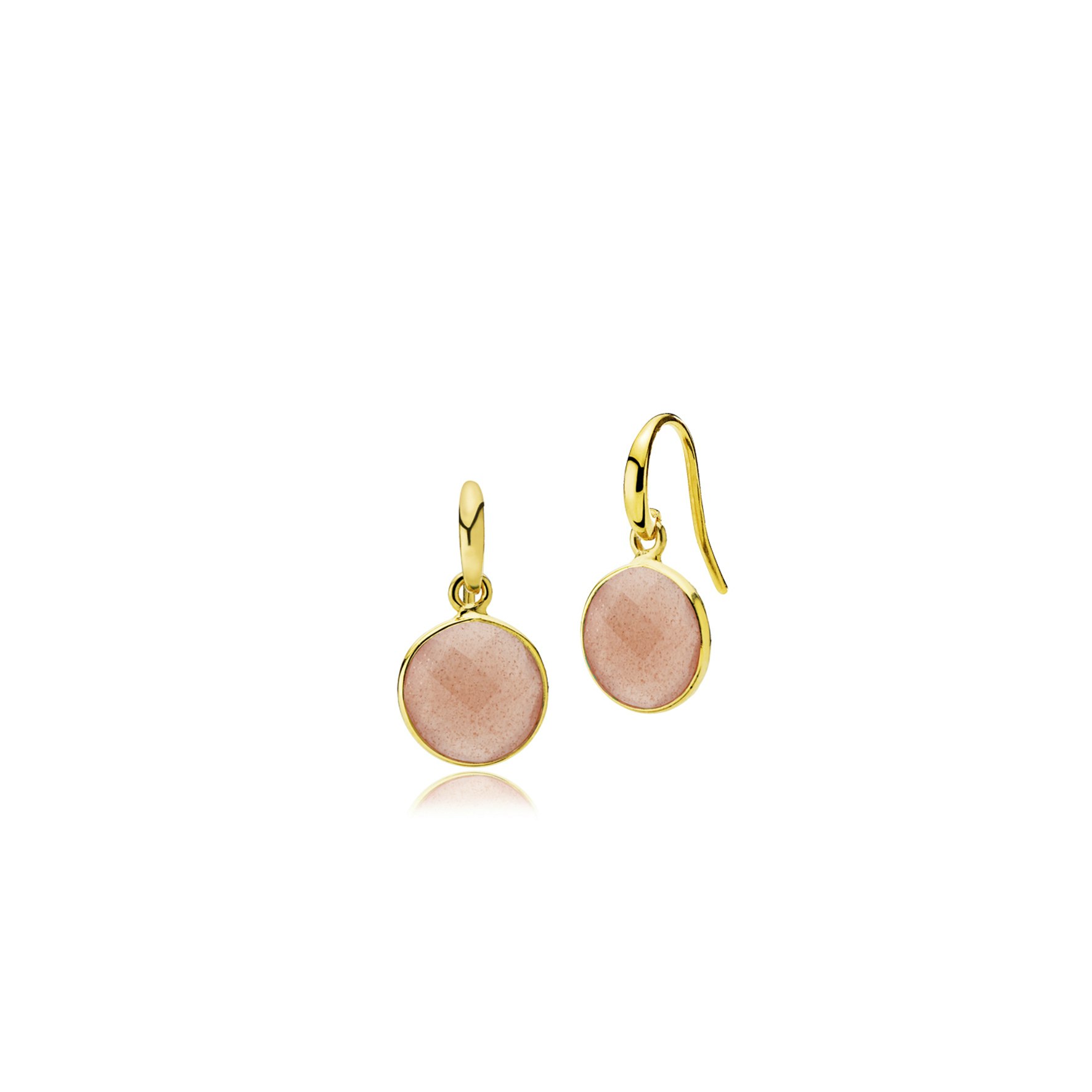Prima Donna earrings small Peach Moonstone von Izabel Camille in Vergoldet-Silber Sterling 925