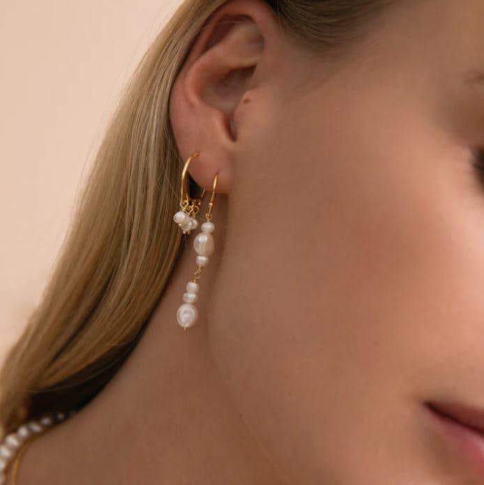 Passion Pearls Long Earrings fra Izabel Camille i Forgylt-Sølv Sterling 925|Freshwater Pearl|Blank