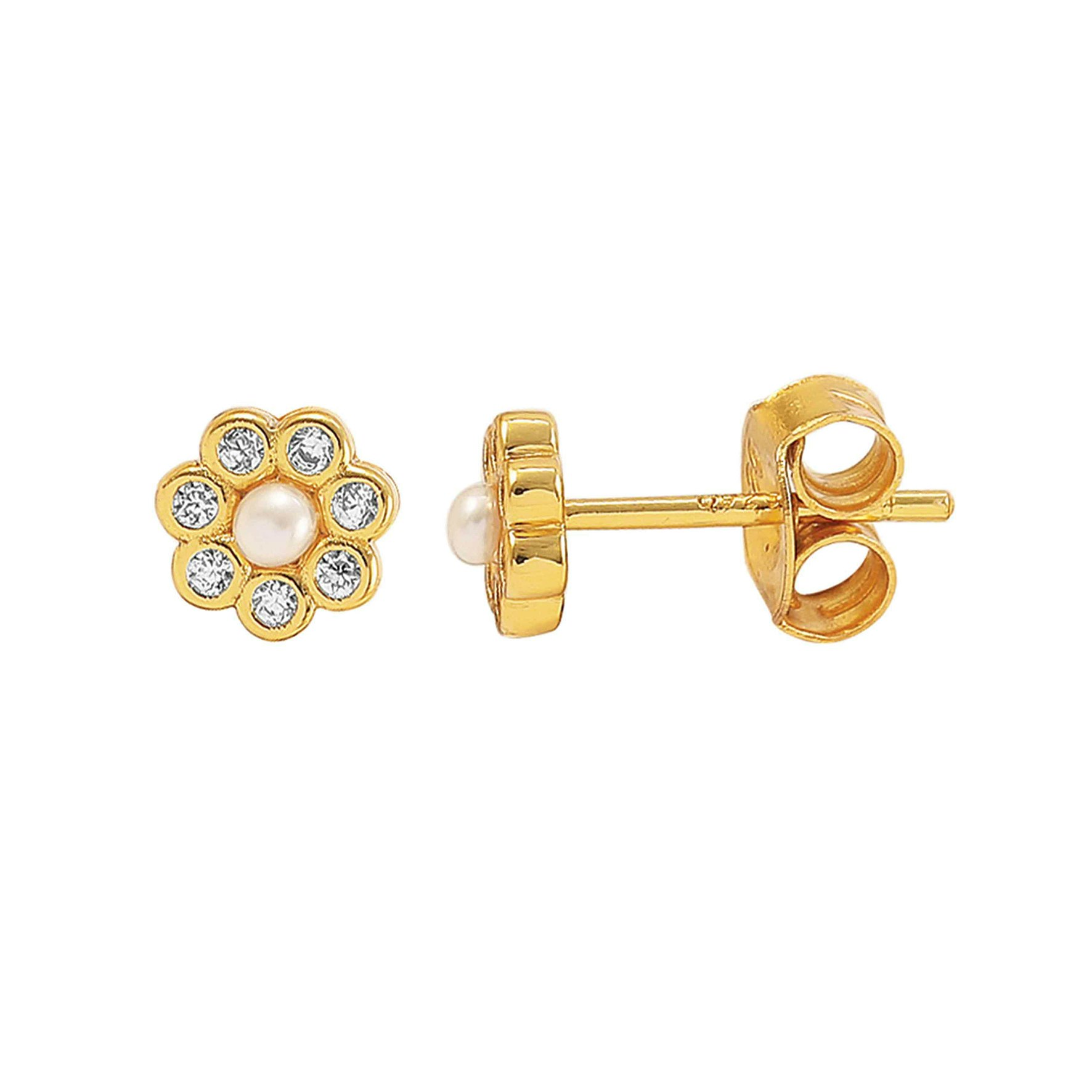 Aya Flower Earsticks de Hultquist Copenhagen dans Plaqué or-Argent Sterling 925