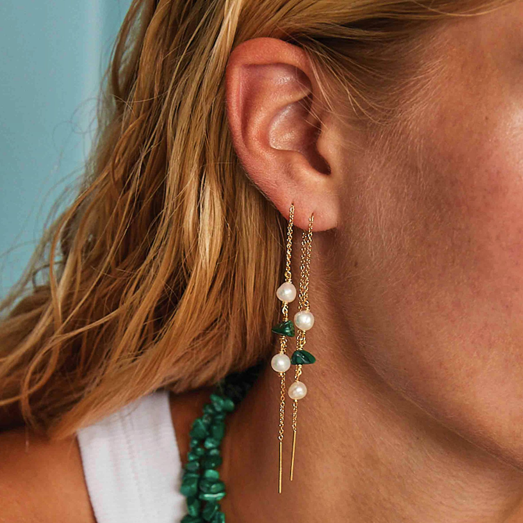 Green Ellie Earrings von Hultquist Copenhagen in Vergoldet-Silber Sterling 925
