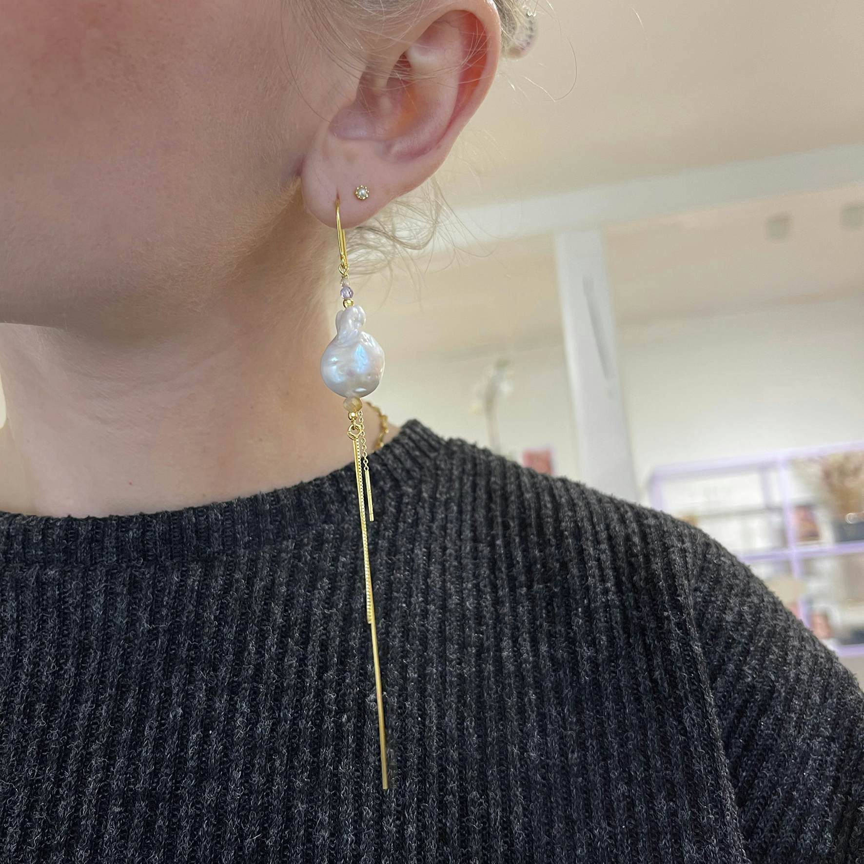 Jill Silk Earring fra Nuni Copenhagen i Forgylt-Sølv Sterling 925|Blank