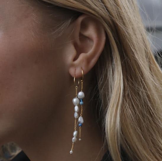 Ella by Sistie Blue Earrings from Sistie in Goldplated-Silver Sterling 925