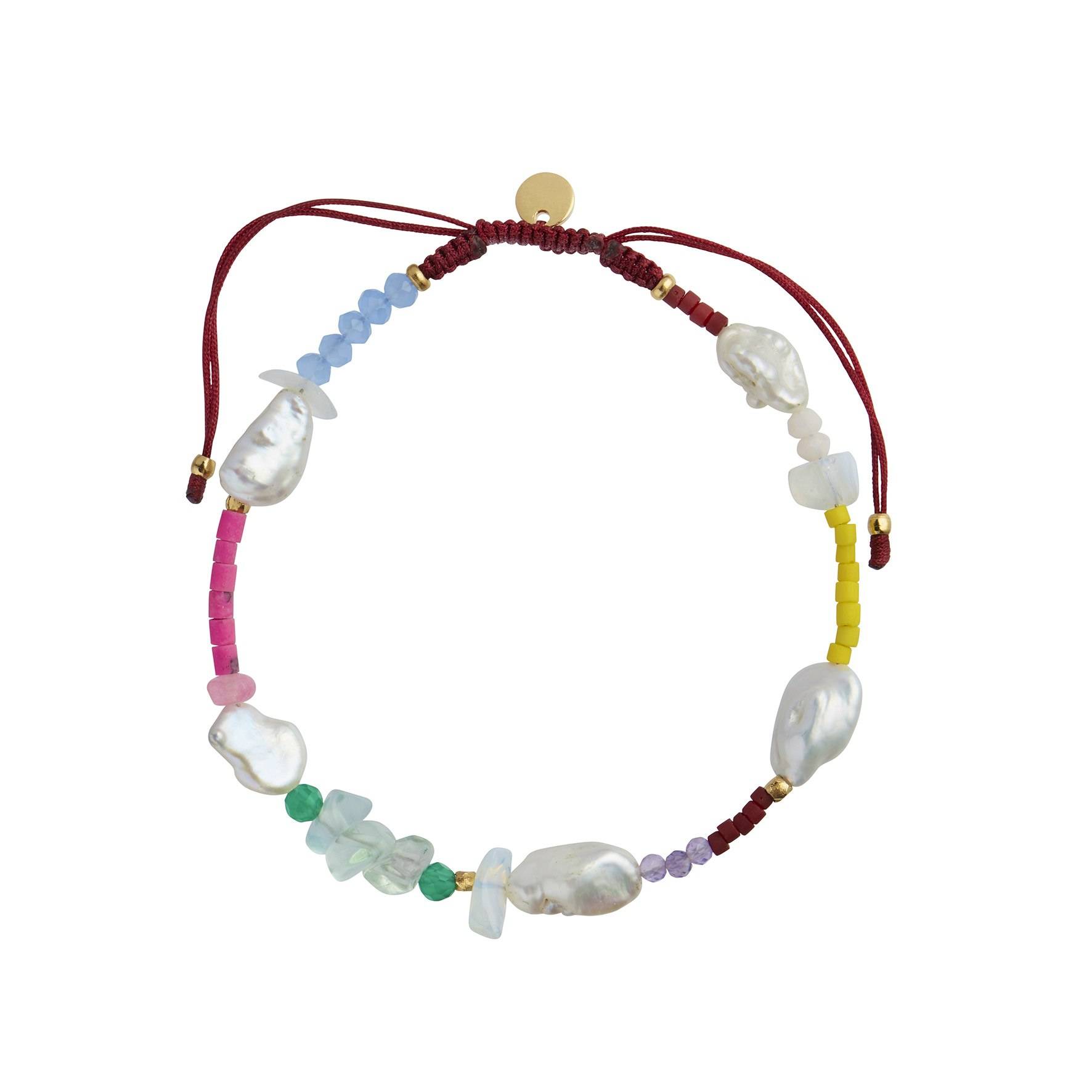 Eldorado Bracelet With Venice Beach Mix & Burgundy Ribbon fra STINE A Jewelry i Nylon
