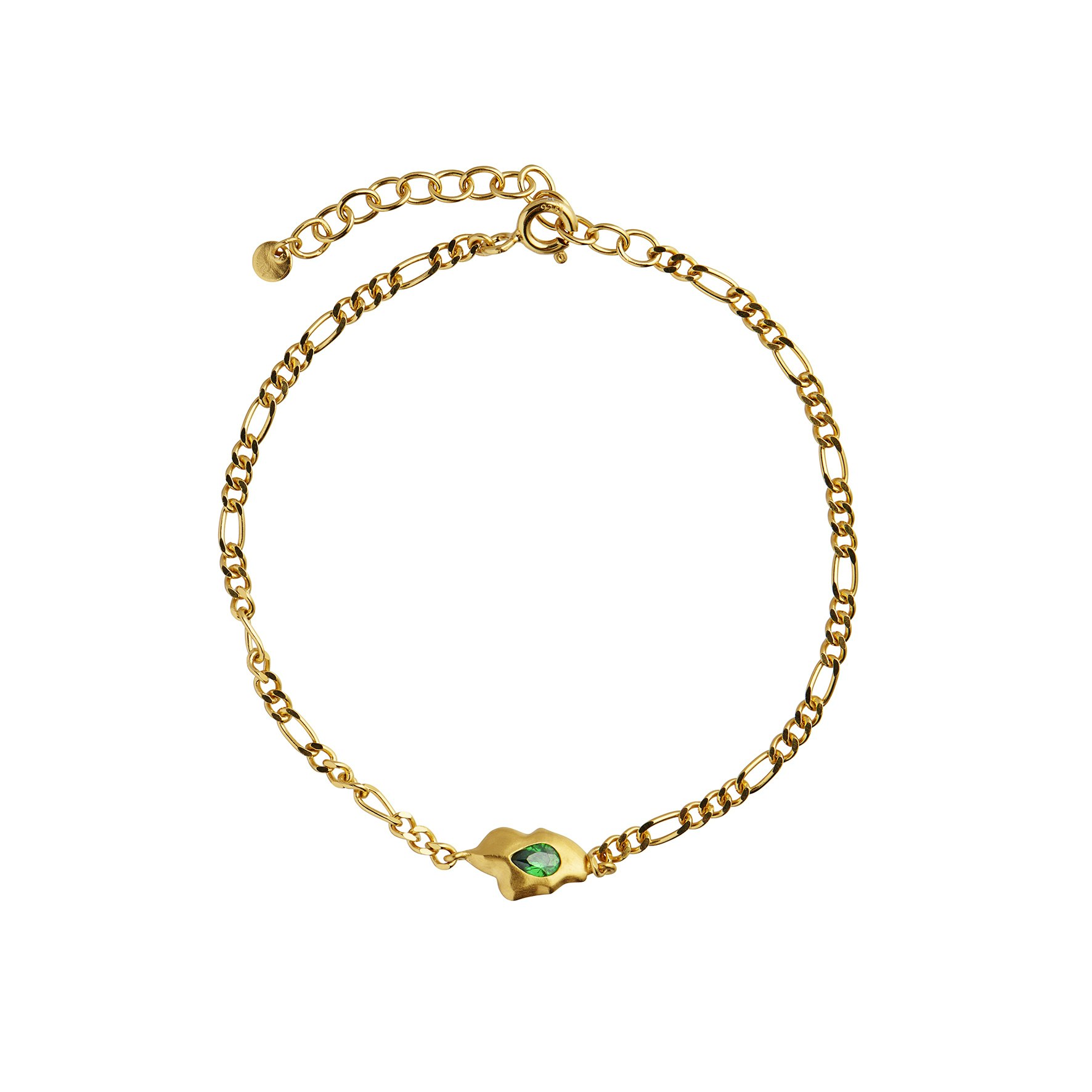 Glimpse Figaro Bracelet With Green Stone van STINE A Jewelry in Verguld-Zilver Sterling 925