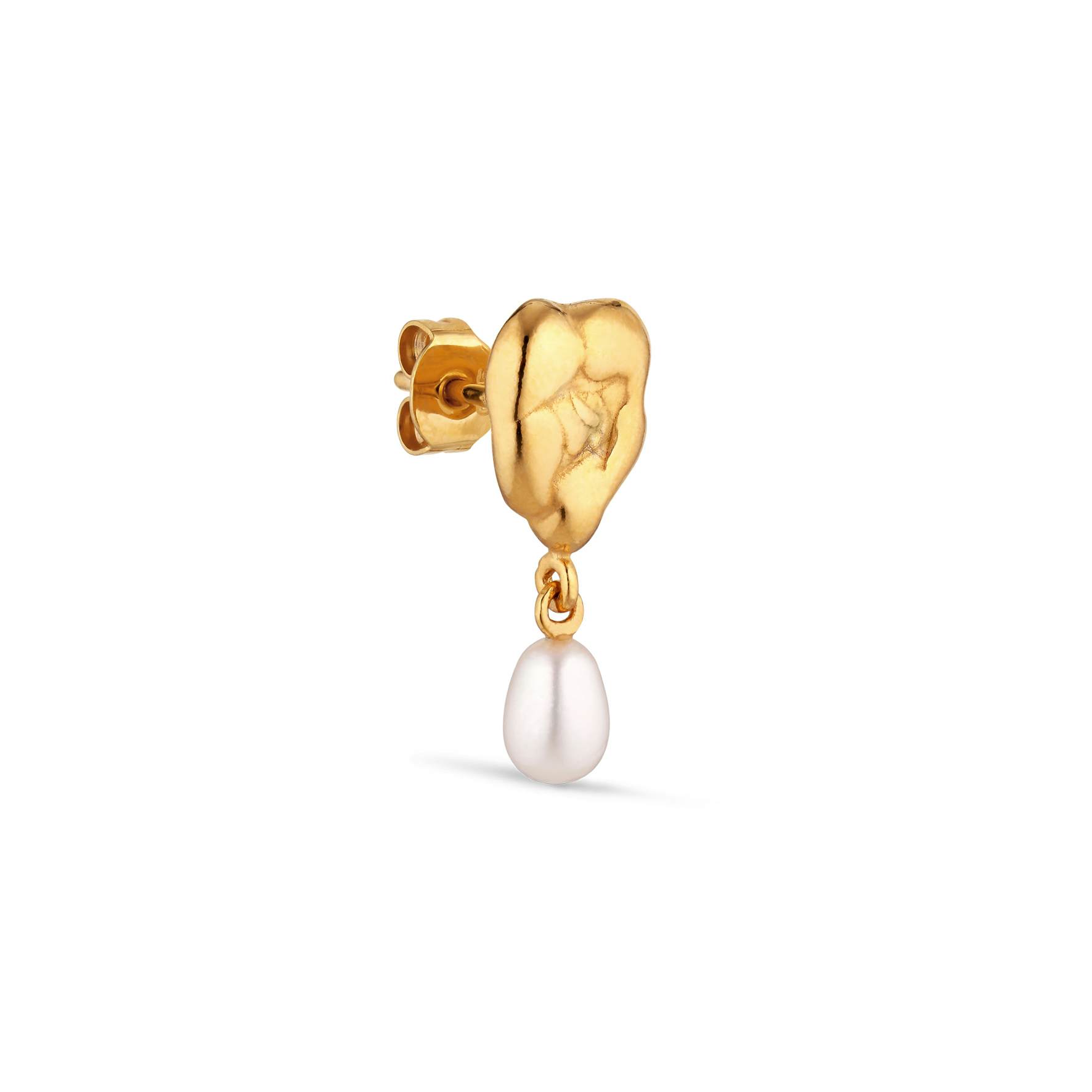 Drippy Earstud With Pearl Pendant from Jane Kønig in Goldplated-Silver Sterling 925