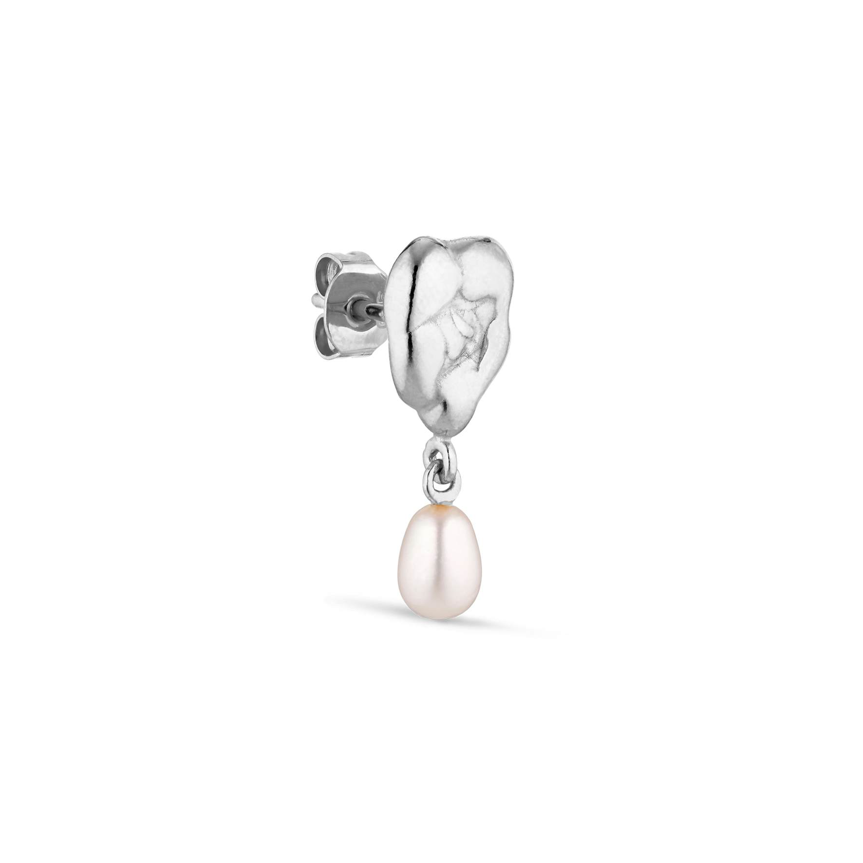 Drippy Earstud With Pearl Pendant from Jane Kønig in Silver Sterling 925
