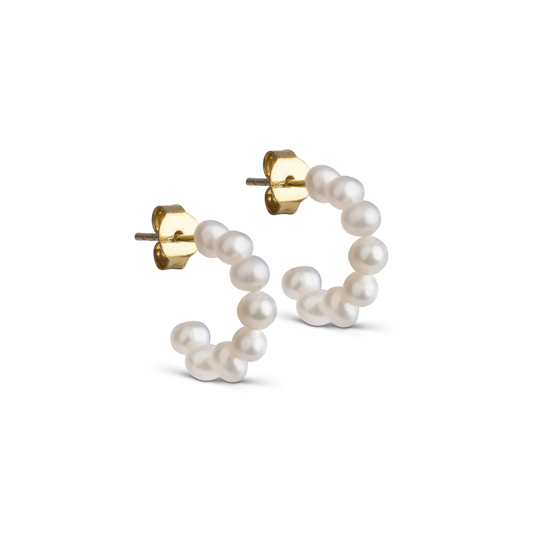 Pearlie Mini Hoops de Enamel Copenhagen dans Plaqué or-Argent Sterling 925
