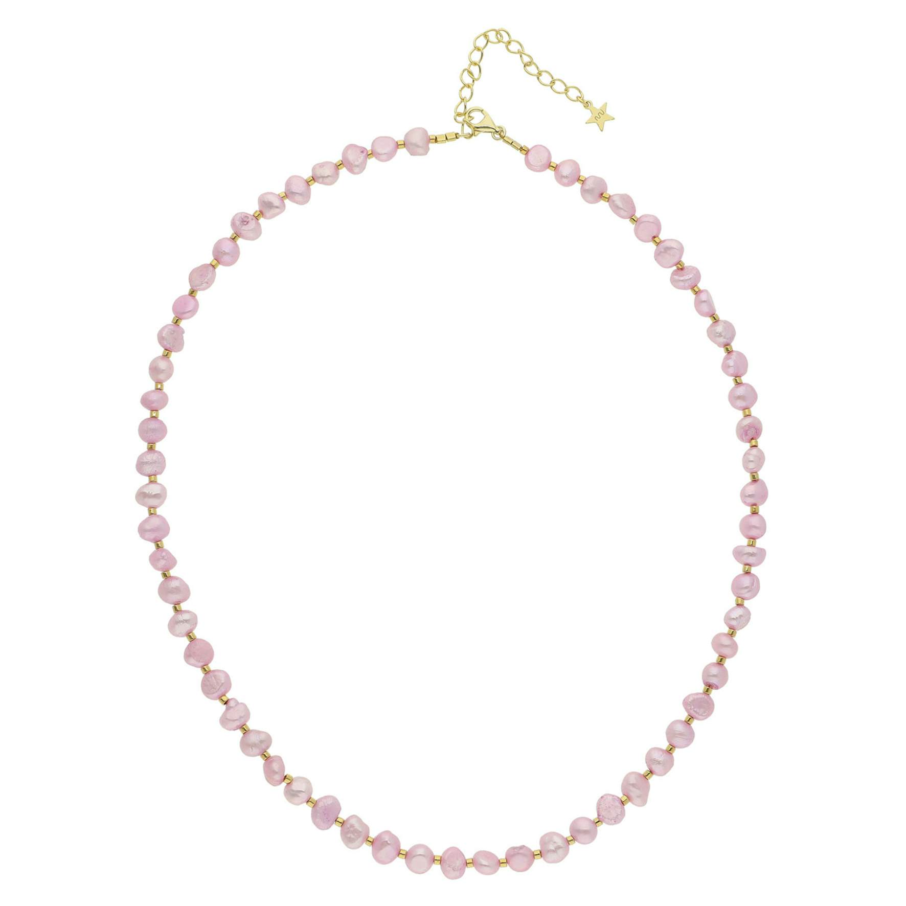 Ditte Light Pink Necklace van Nuni Copenhagen in Verguld-Zilver Sterling 925