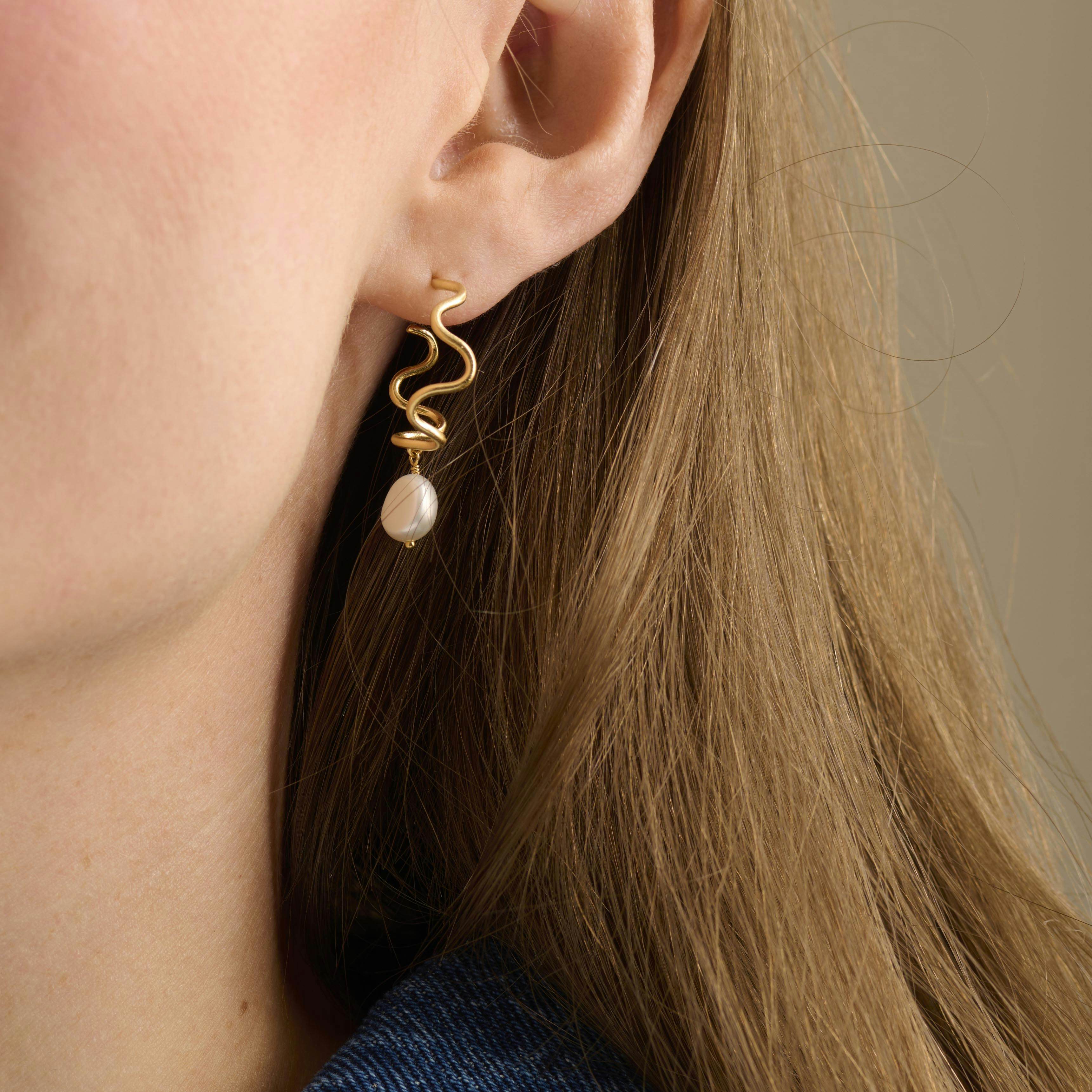 Small Bay Earrings fra Pernille Corydon i Forgyldt-Sølv Sterling 925
