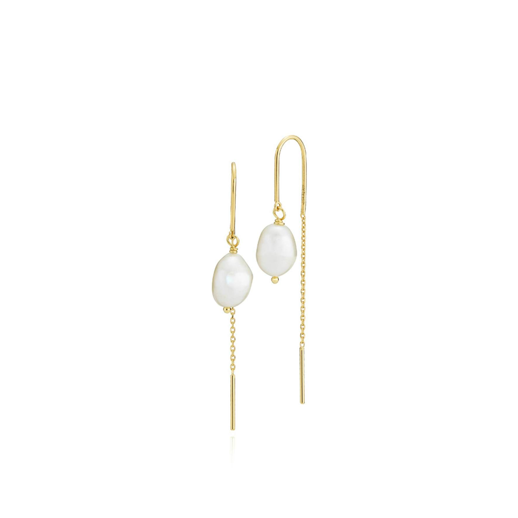 Caley Earchains With Pearl van Izabel Camille in Verguld-Zilver Sterling 925