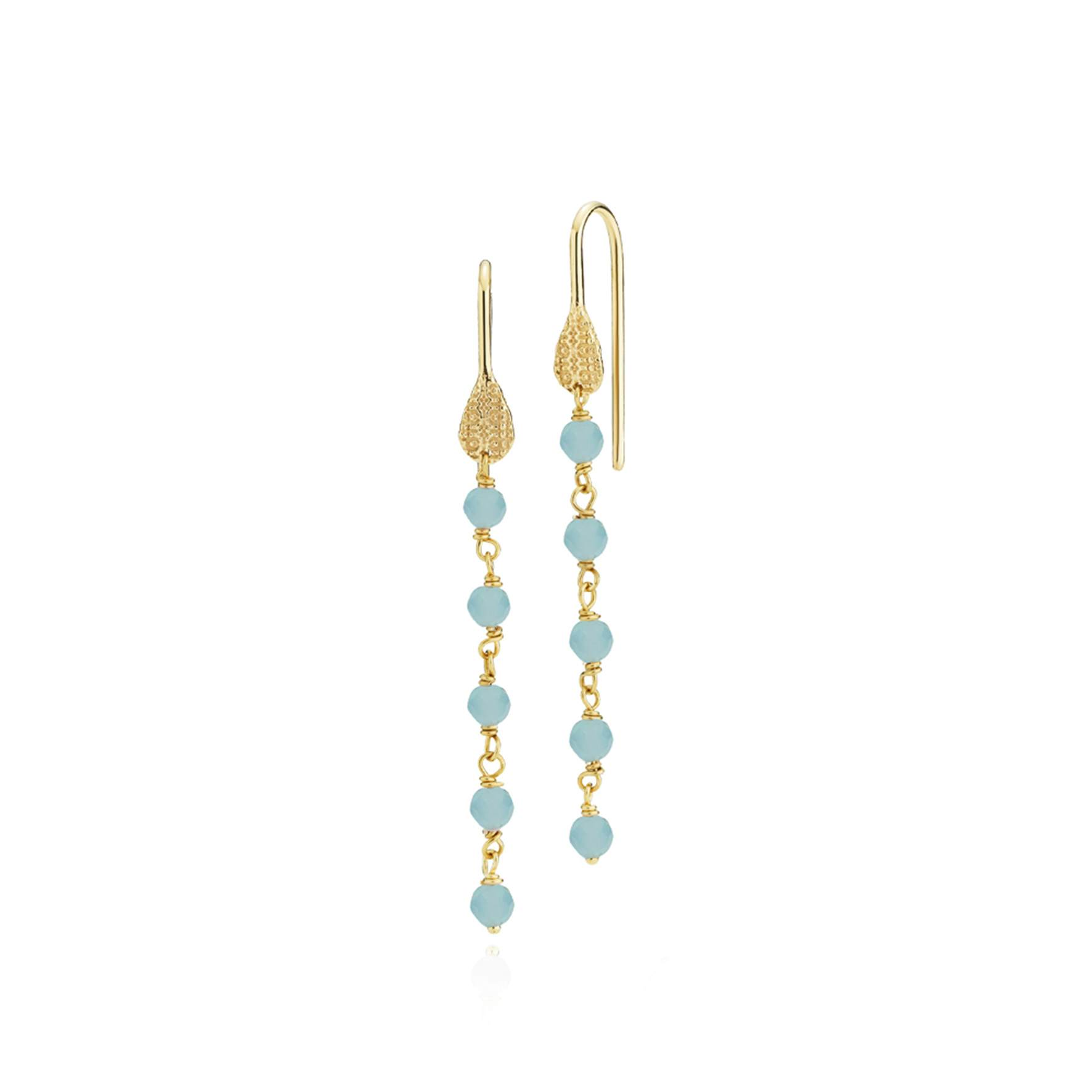 Boheme Long Blue Earrings from Sistie in Goldplated-Silver Sterling 925