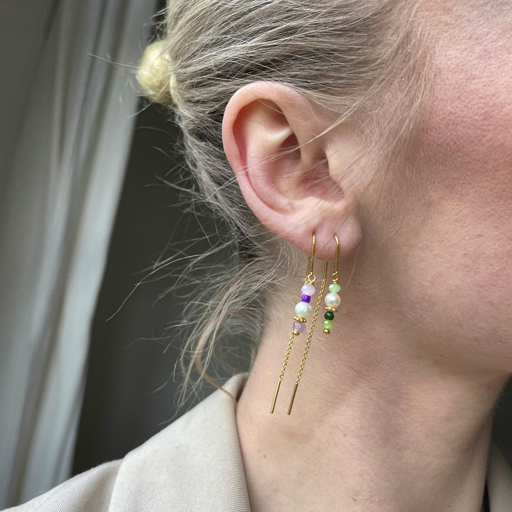 Simona Pink Earrings fra Sistie i Forgyldt-Sølv Sterling 925