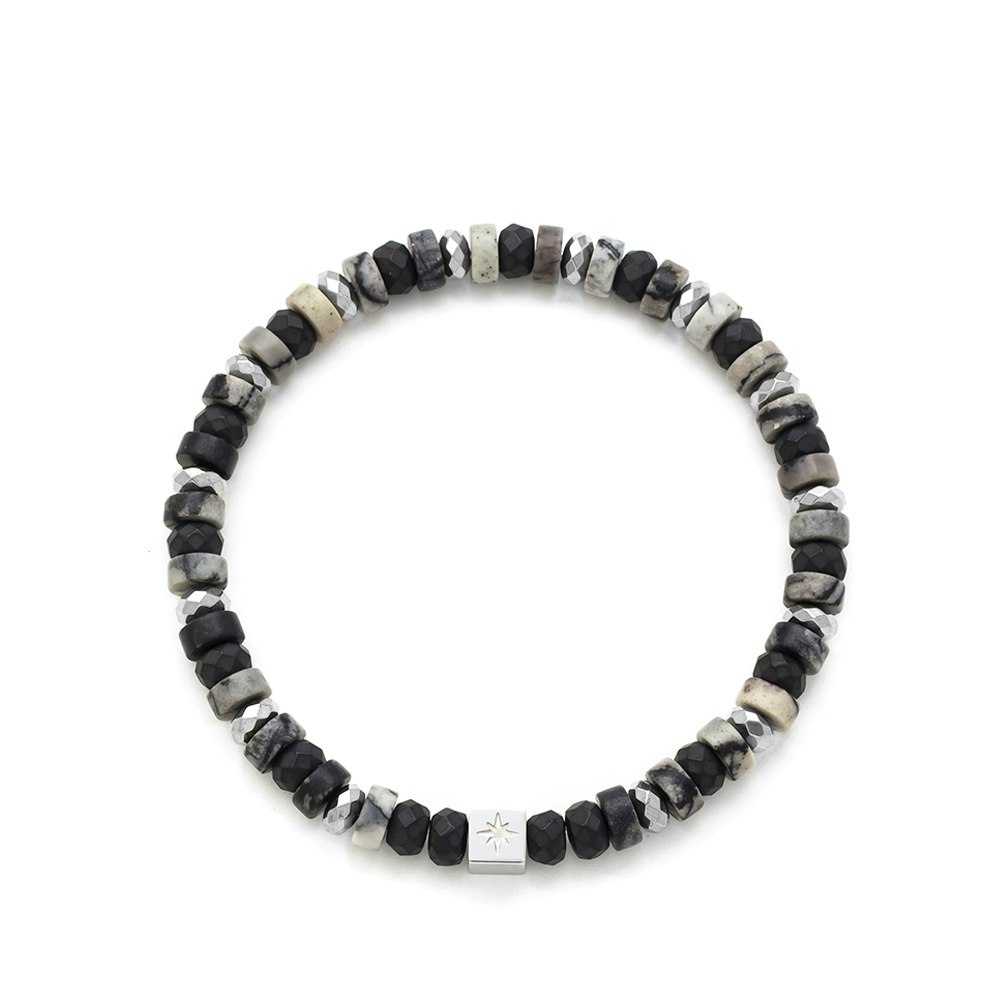 Matheo Bracelet Black And Gray from SAMIE in Elastic cord