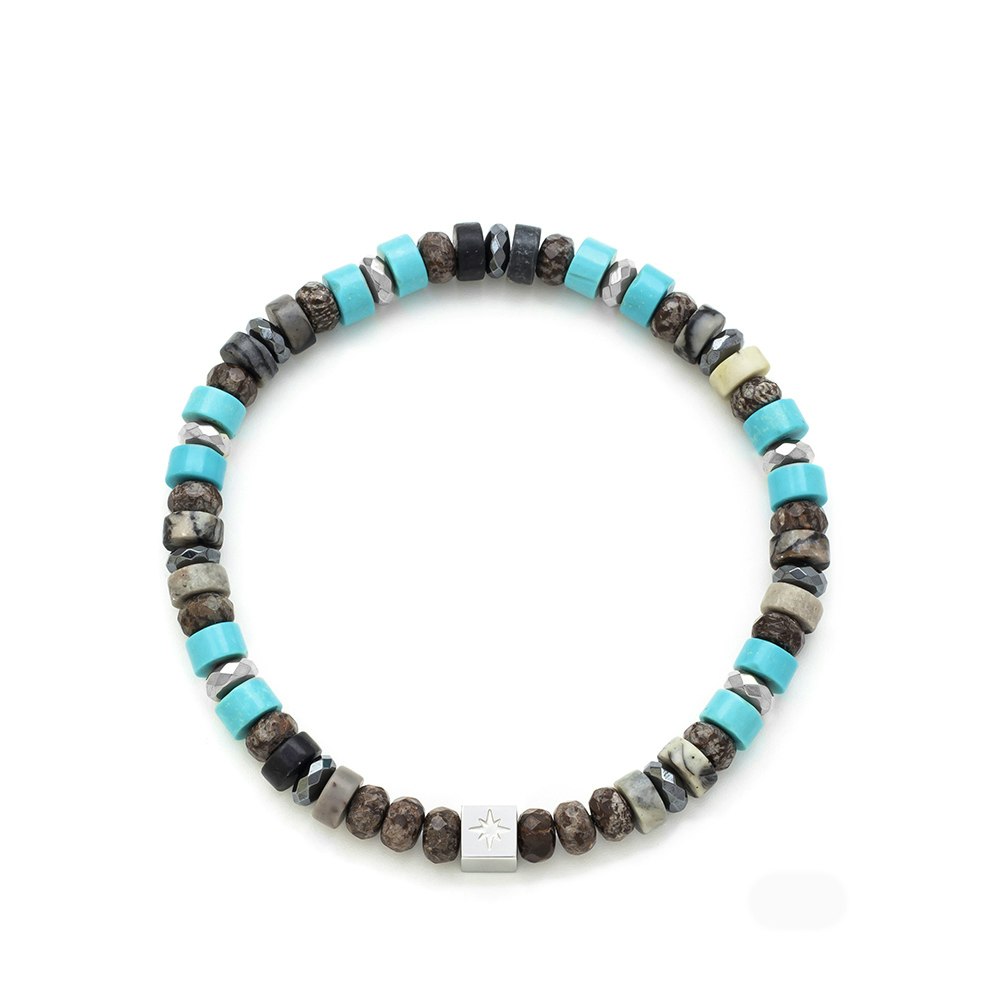 Matheo Bracelet Turquoise And Dark Stone from SAMIE in Elastic cord