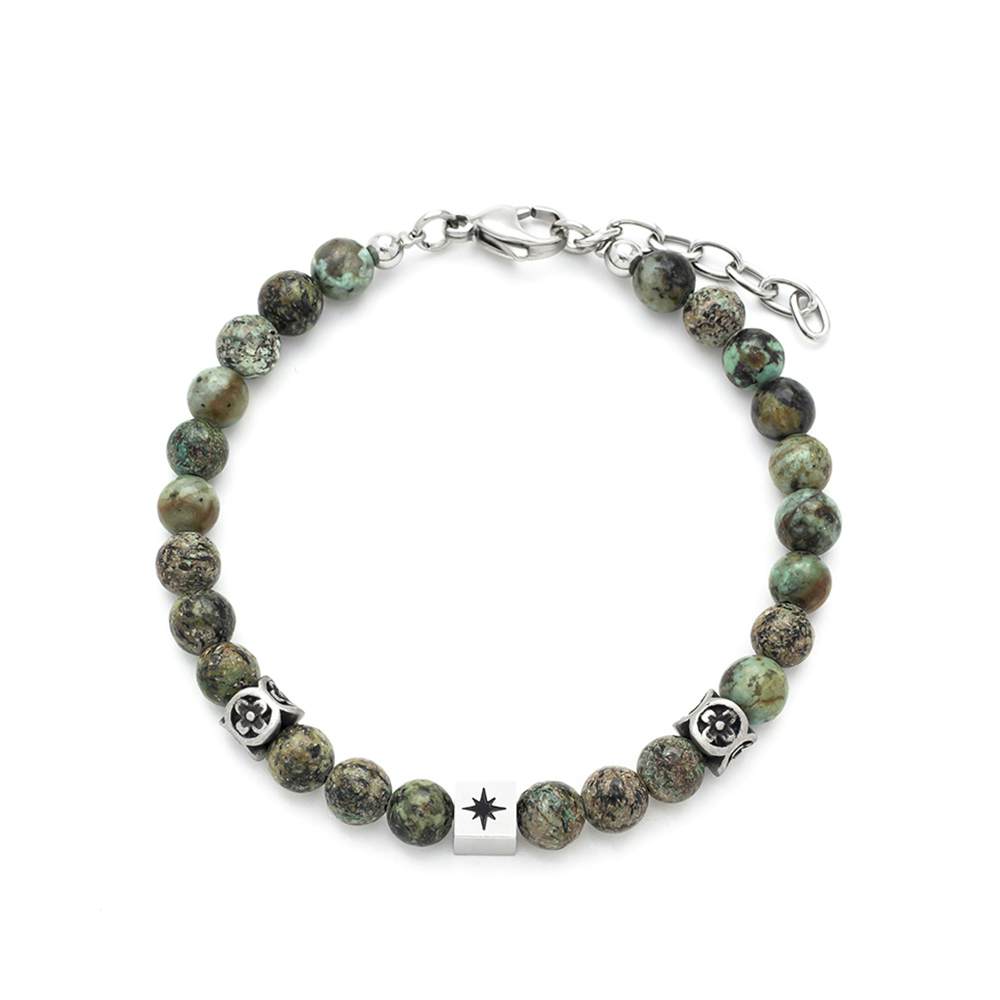 Nohr Bracelet Green Beads fra SAMIE i Rustfritt stål