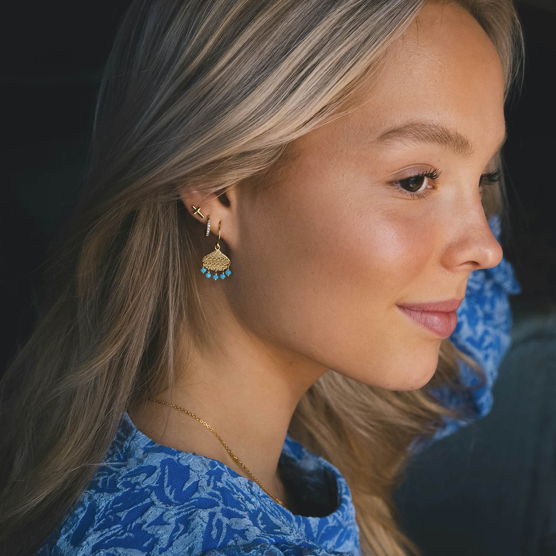 Boheme Blue Earrings von Sistie in Vergoldet-Silber Sterling 925