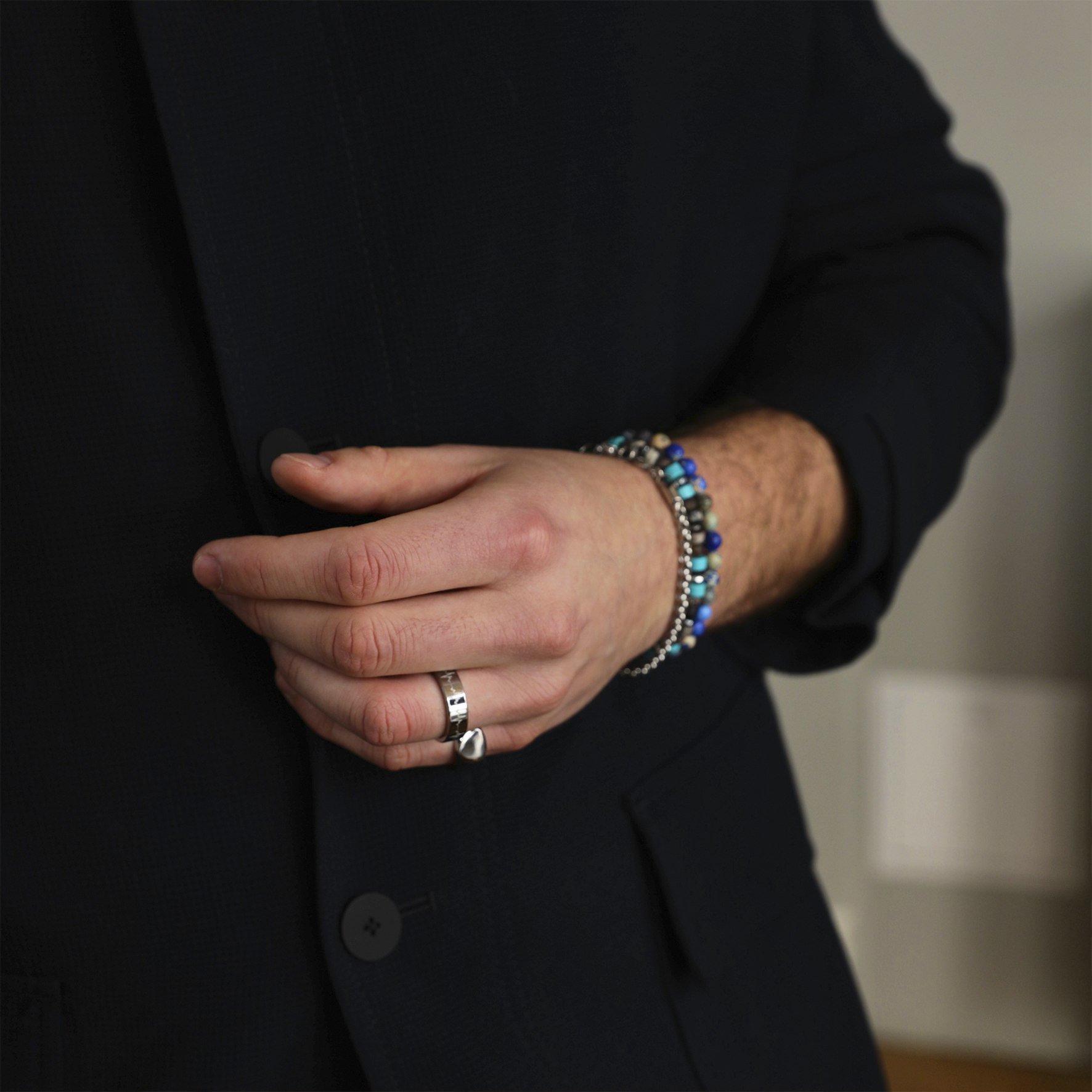 Matheo Bracelet Turquoise And Dark Stone von SAMIE in Elastische Schnur