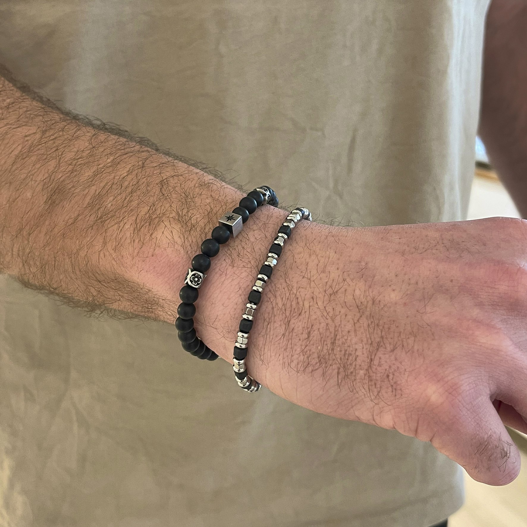 Nohr Bracelet Black Beads from SAMIE in Stainless steel