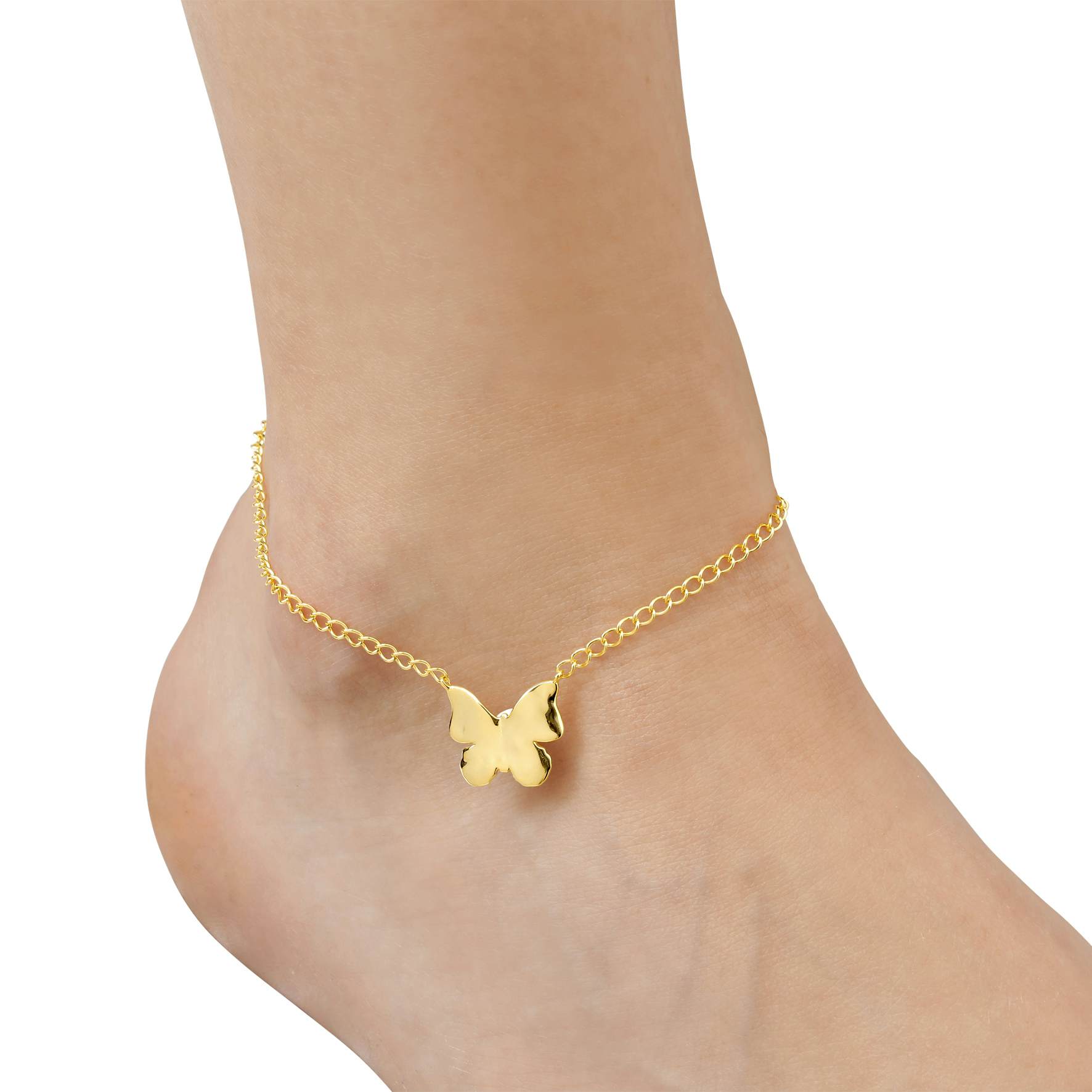 Butterfly Anklet Chain fra Jane Kønig i Forgylt-Sølv Sterling 925
