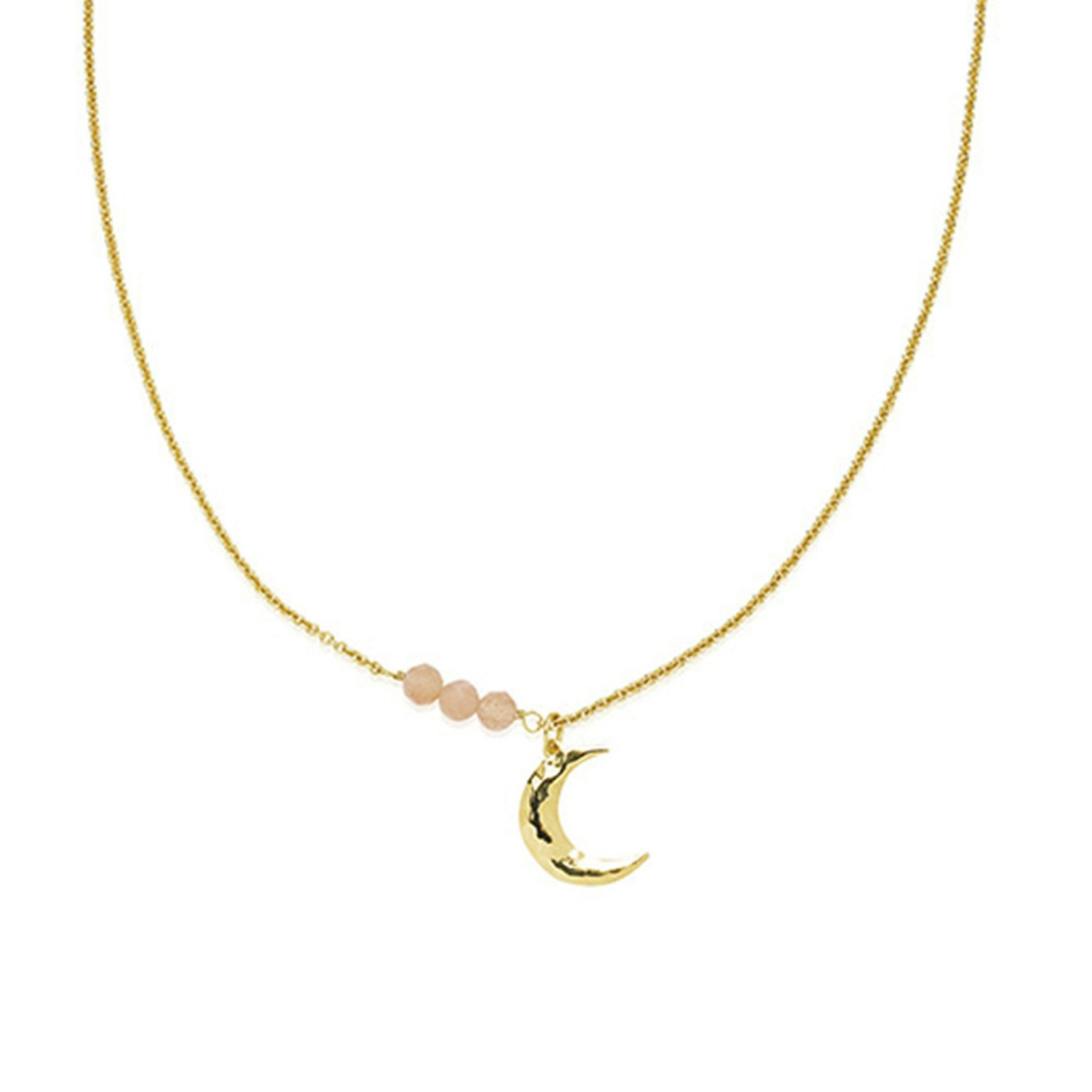 Mie Moltke Necklace With Moon And Pearls fra Izabel Camille i Forgyldt-Sølv Sterling 925