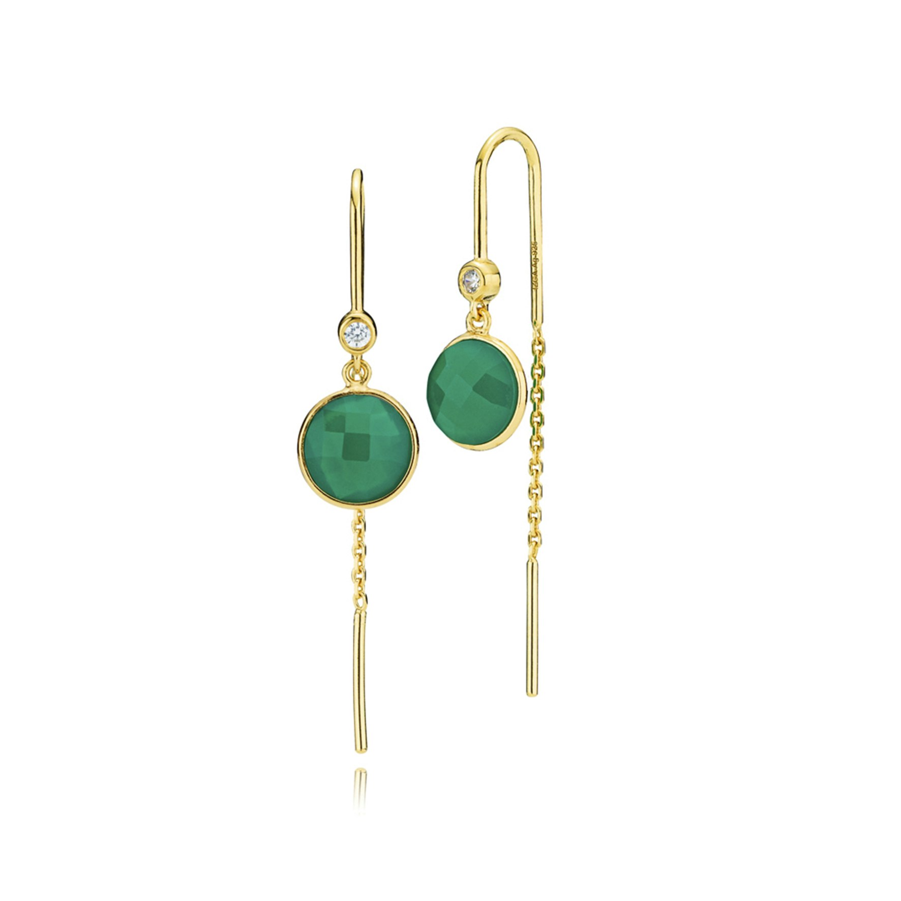 Prima Donna Earchains With Green Stone fra Izabel Camille i Forgyldt-Sølv Sterling 925