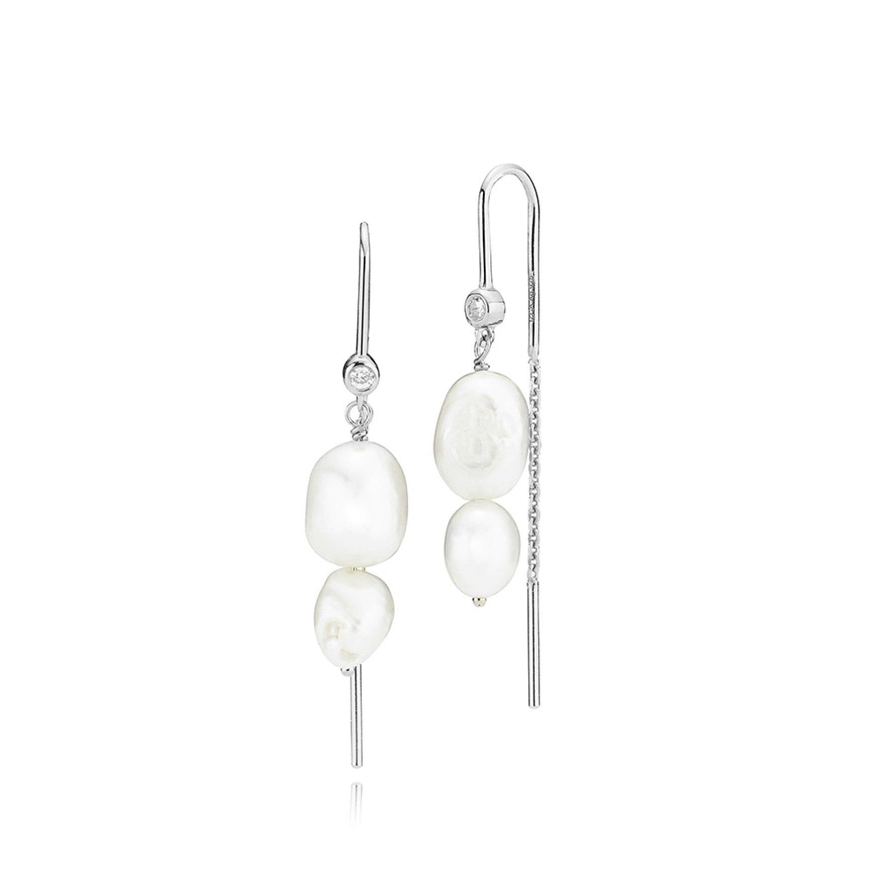 Leonora Earchains With Freshwater Pearls from Izabel Camille in Silver Sterling 925