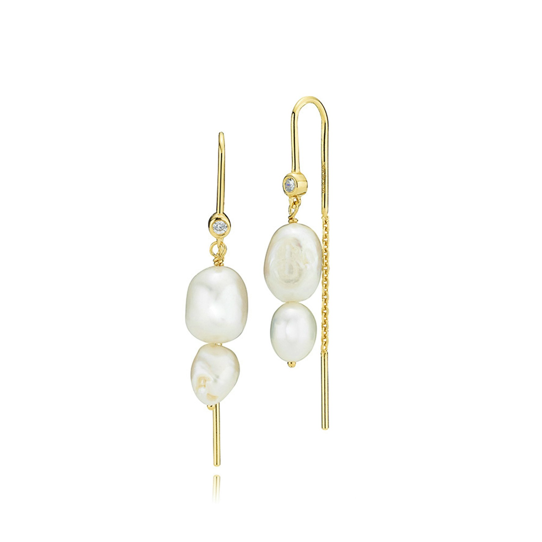 Leonora Earchains With Freshwater Pearls from Izabel Camille in Goldplated Silver Sterling 925