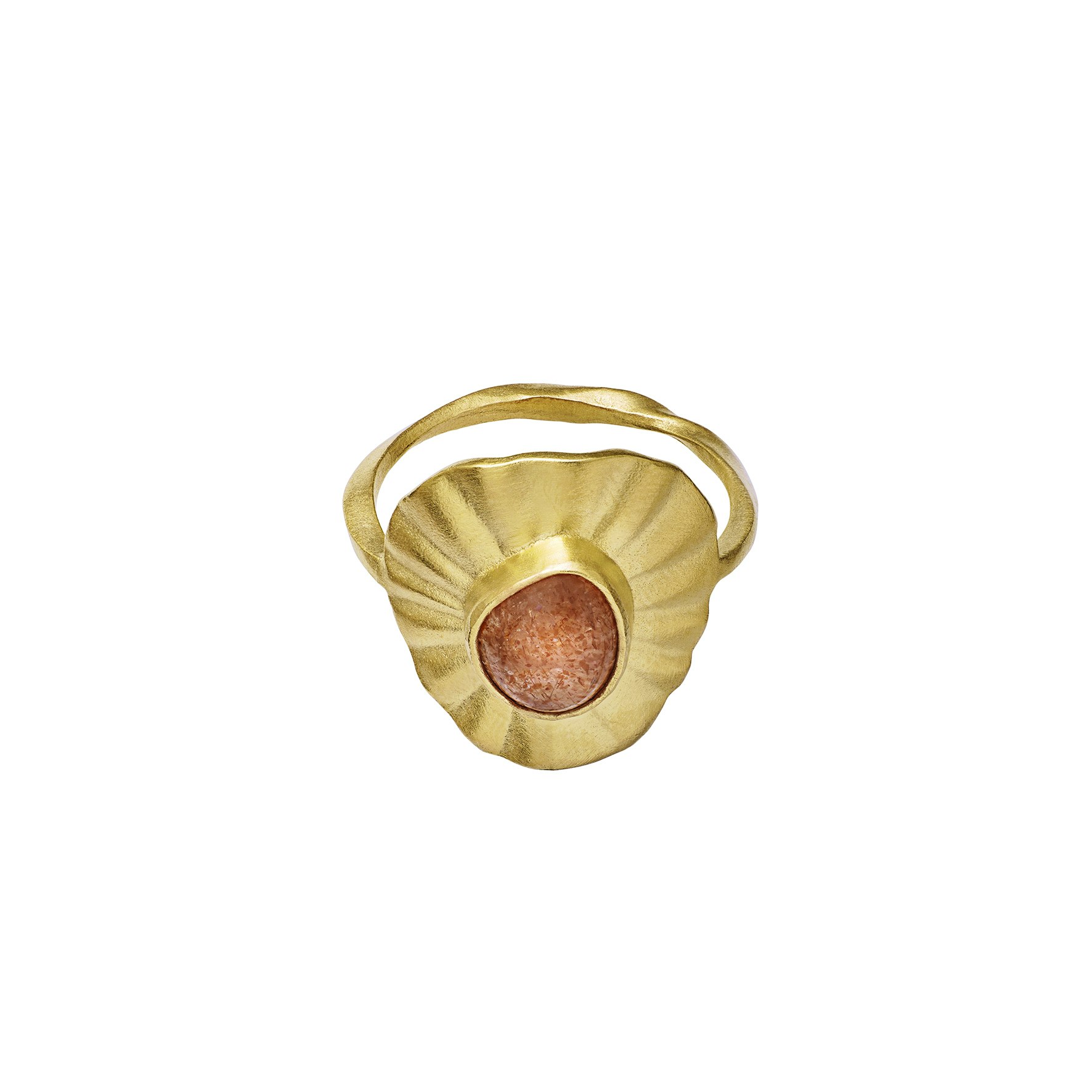 Lotus Ring fra Maanesten i Forgyldt-Sølv Sterling 925