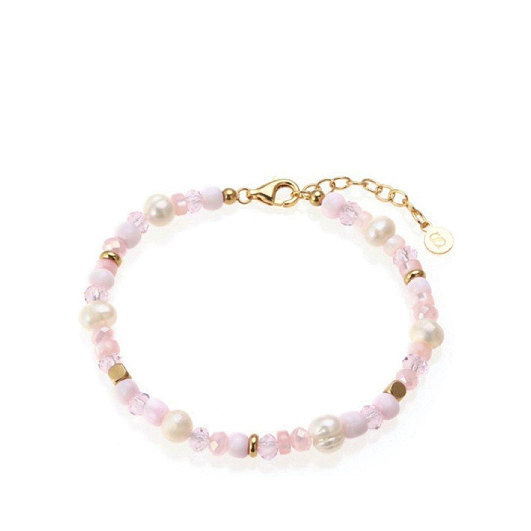 Kora Pearl Bracelet Light Pink från Sistie i Förgyllt-Silver Sterling 925