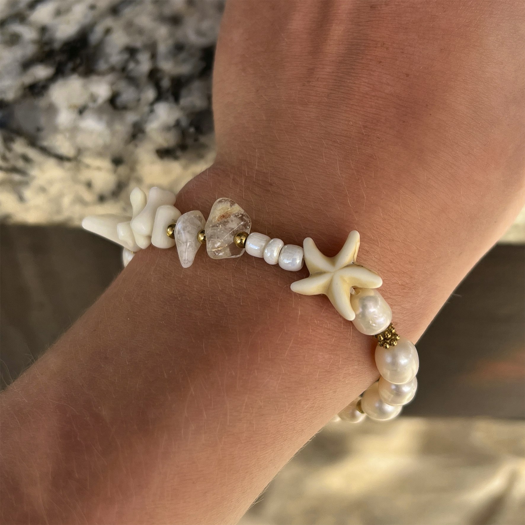 Kora Bracelet With Starfish And Shells fra Sistie i Forgyldt-Sølv Sterling 925