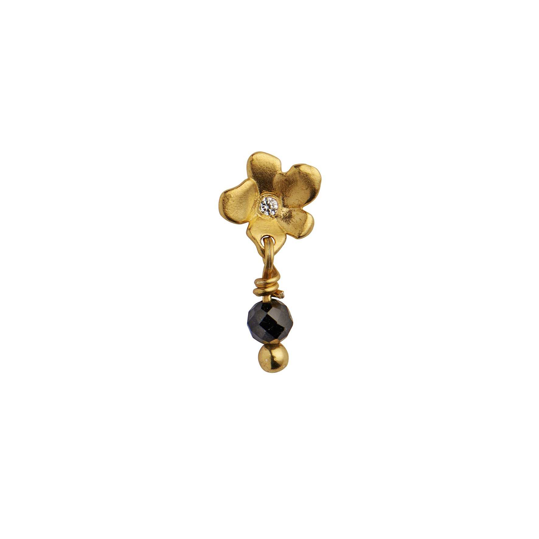 Tres Petit Garden Flower Earring w/ Black Spinel van STINE A Jewelry in Verguld-Zilver Sterling 925