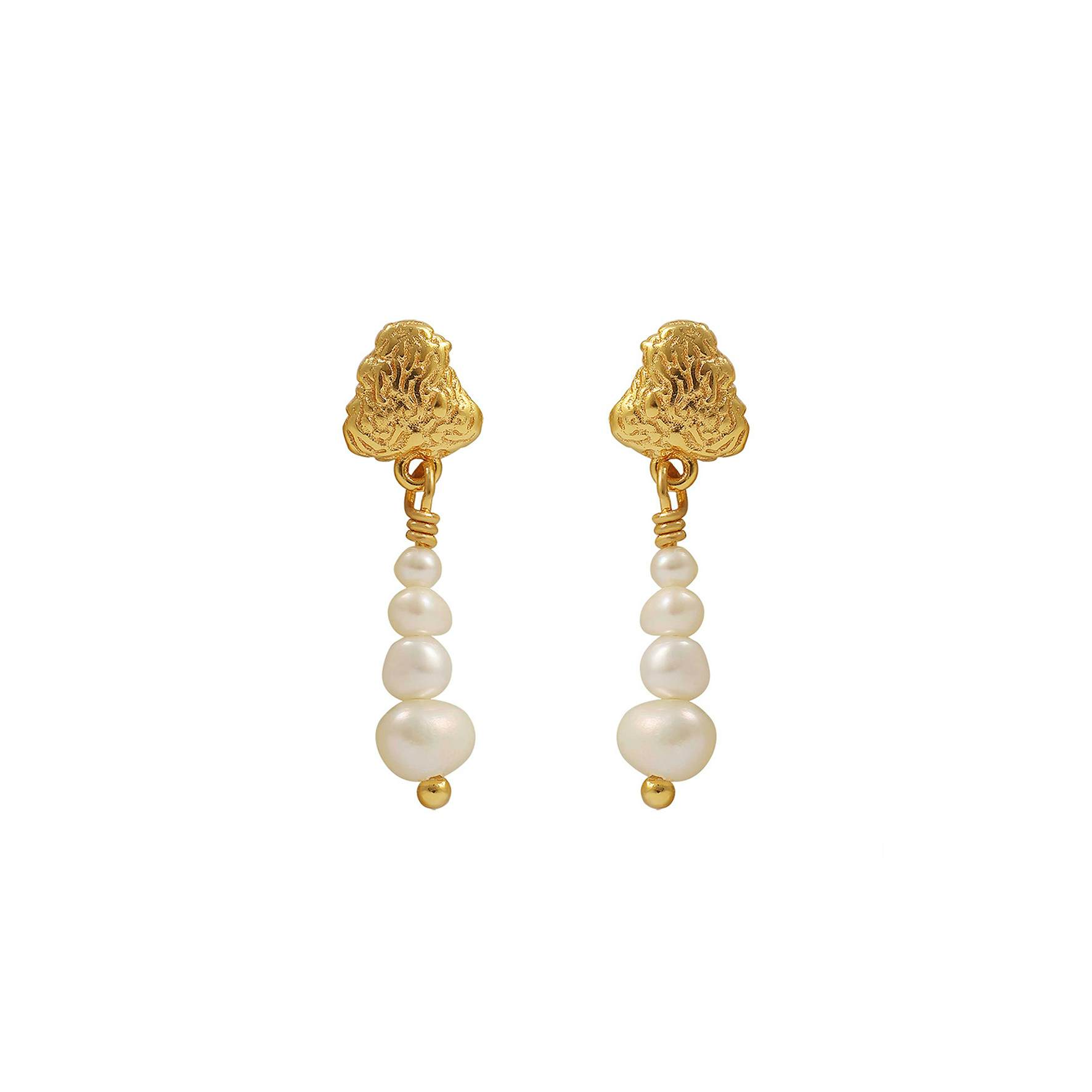 Coralie White Earrings from Hultquist Copenhagen in Goldplated-Silver Sterling 925