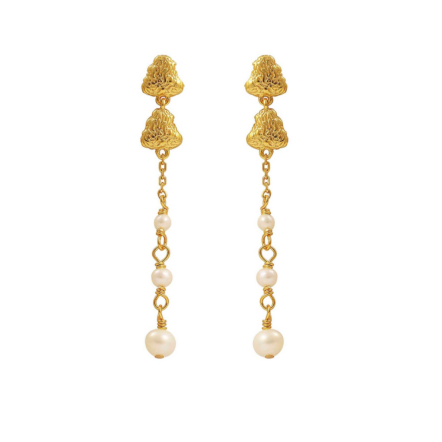 Coralie White Grande Earrings van Hultquist Copenhagen in Verguld-Zilver Sterling 925