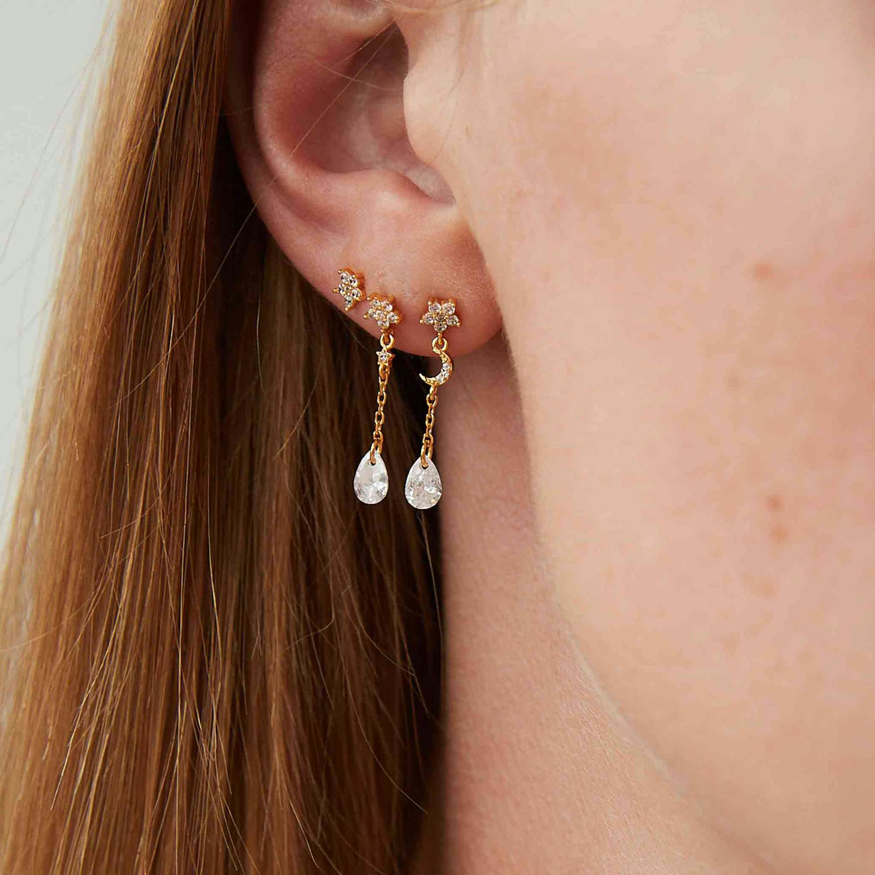 Stella Double Earrings fra Hultquist Copenhagen i Forgyldt-Sølv Sterling 925