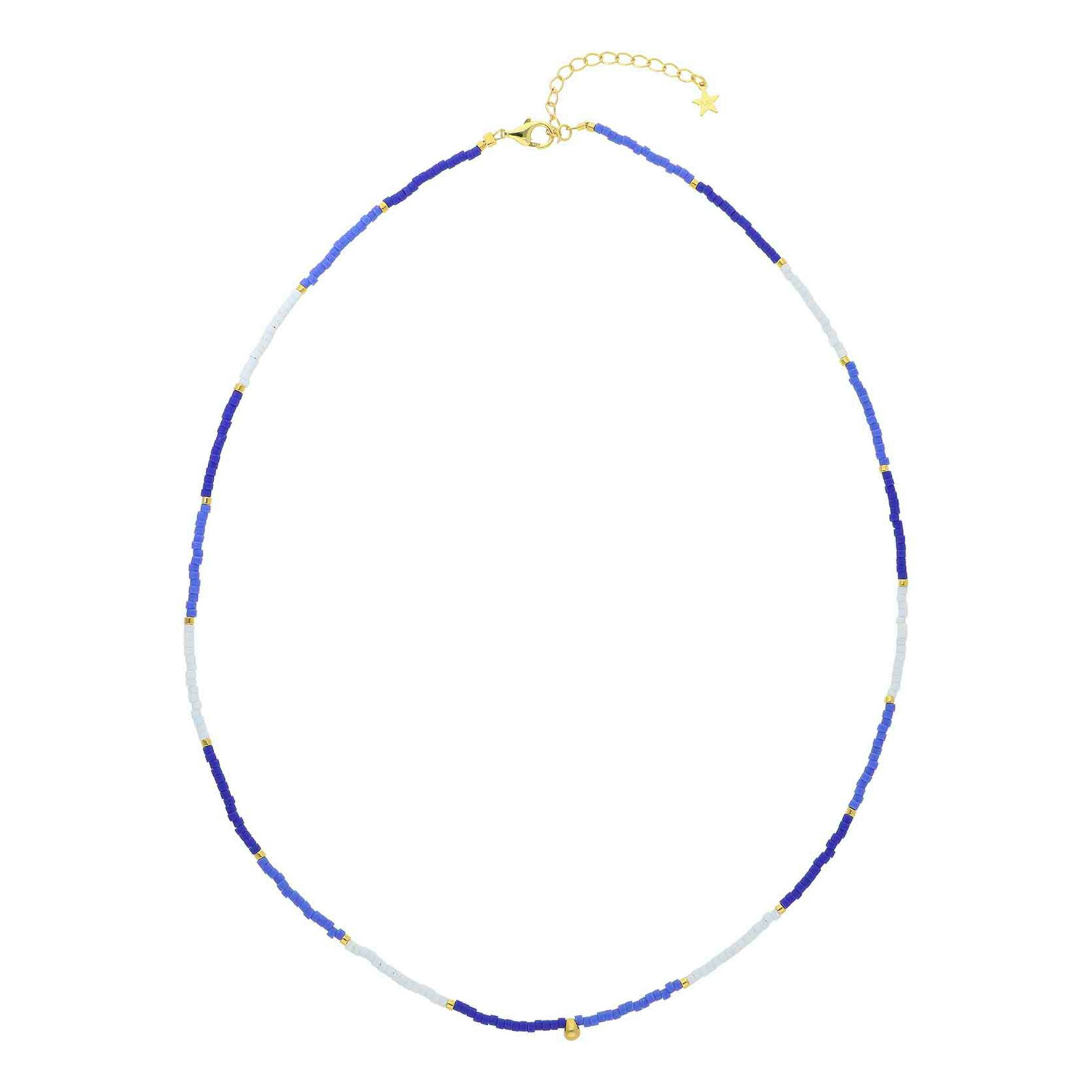 Line Necklace Blue von Nuni Copenhagen in Vergoldet-Silber Sterling 925
