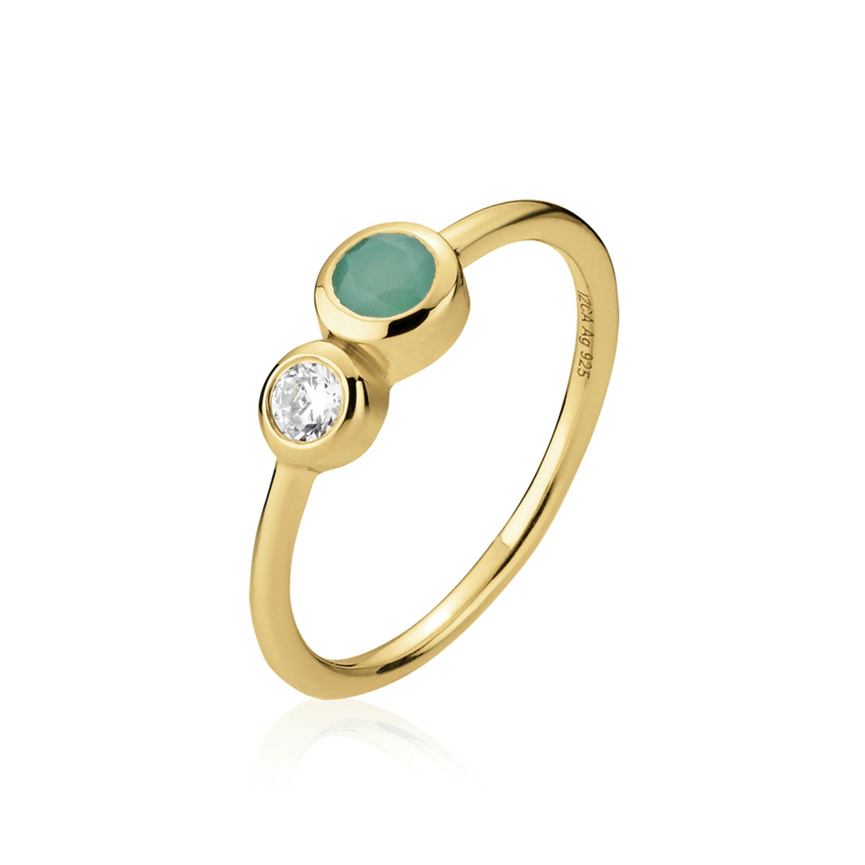 Leonora Ring With Green Stone And Zircon