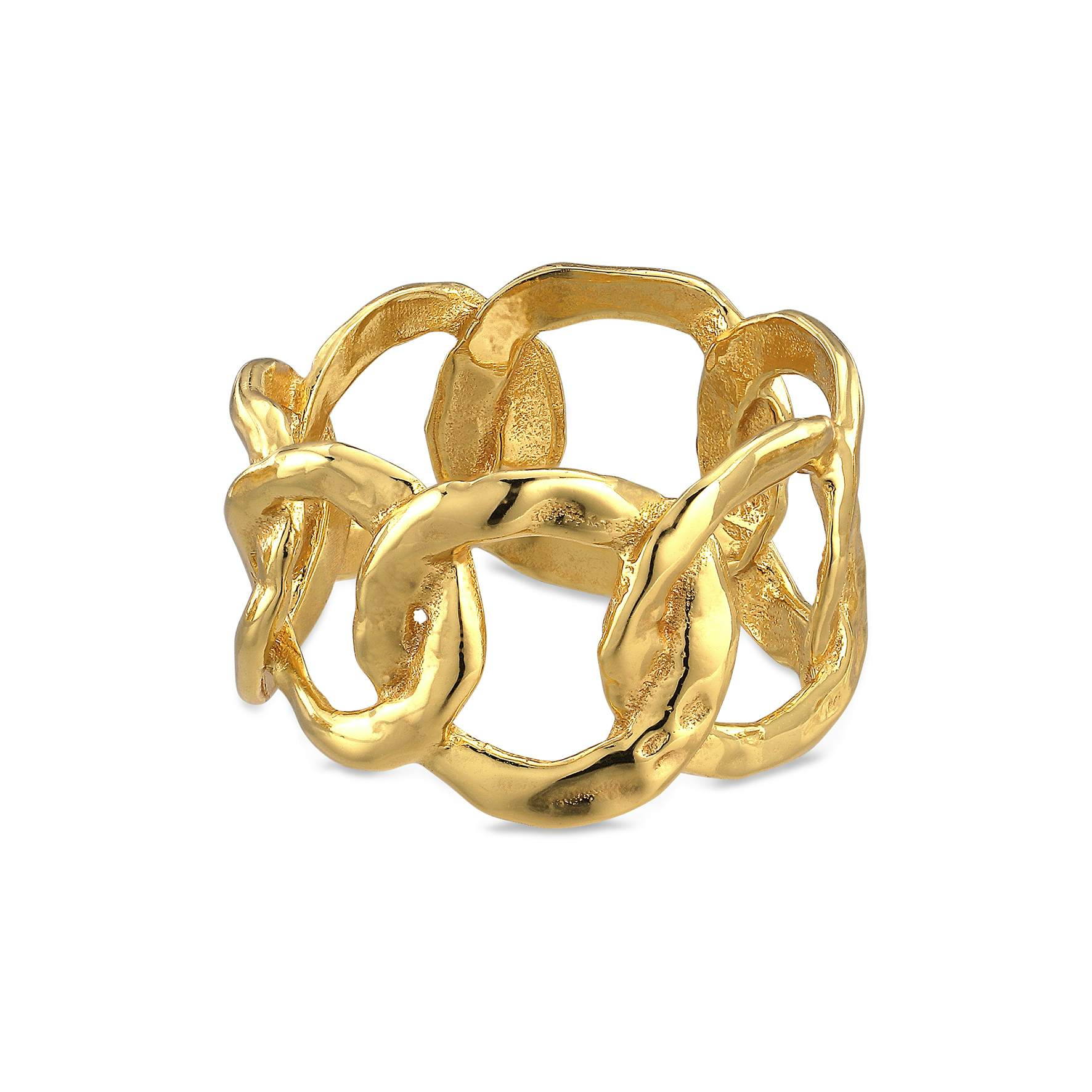 Big Space Link Ring from Jane Kønig in Goldplated-Silver Sterling 925