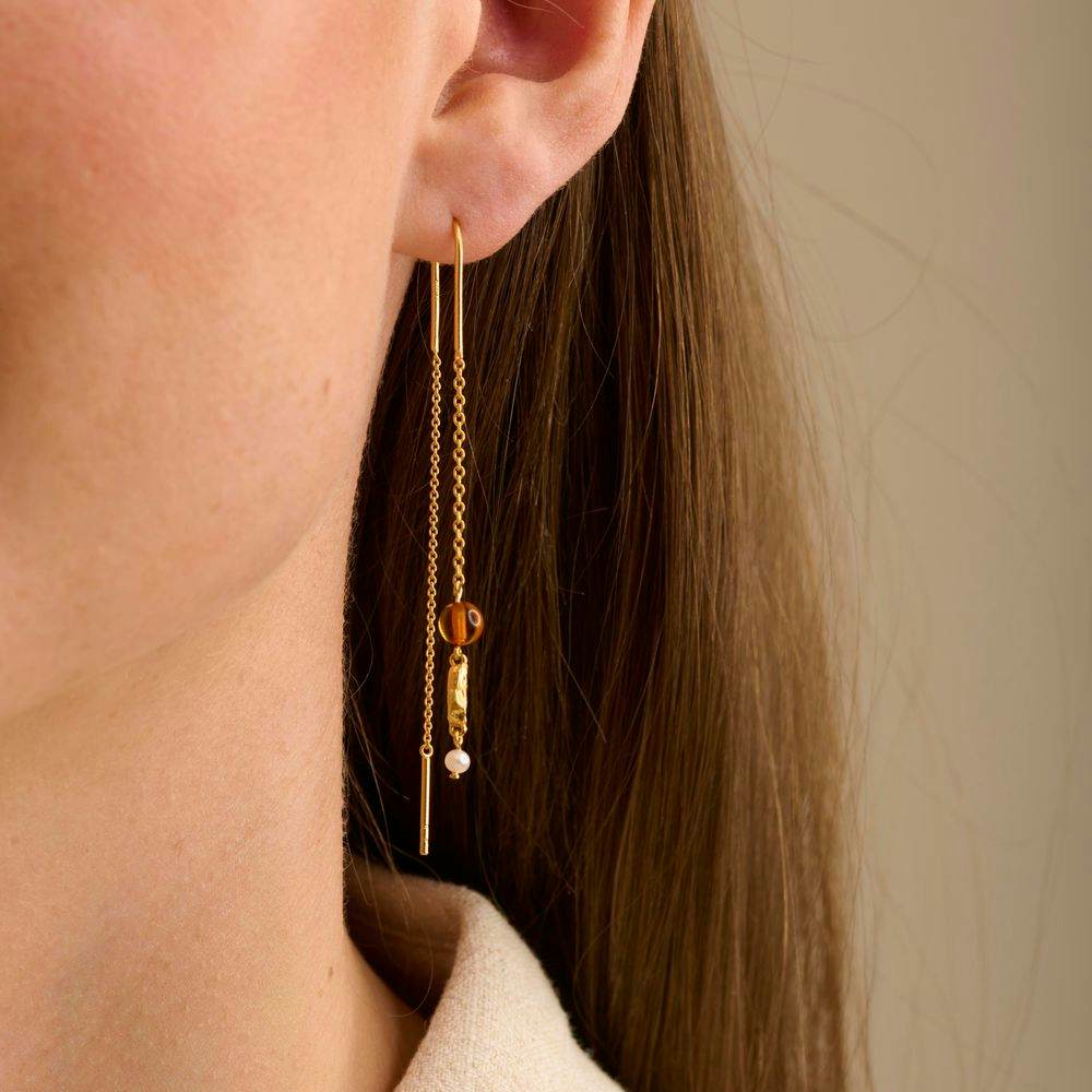 Amber Glow Earrings from Pernille Corydon in Goldplated-Silver Sterling 925