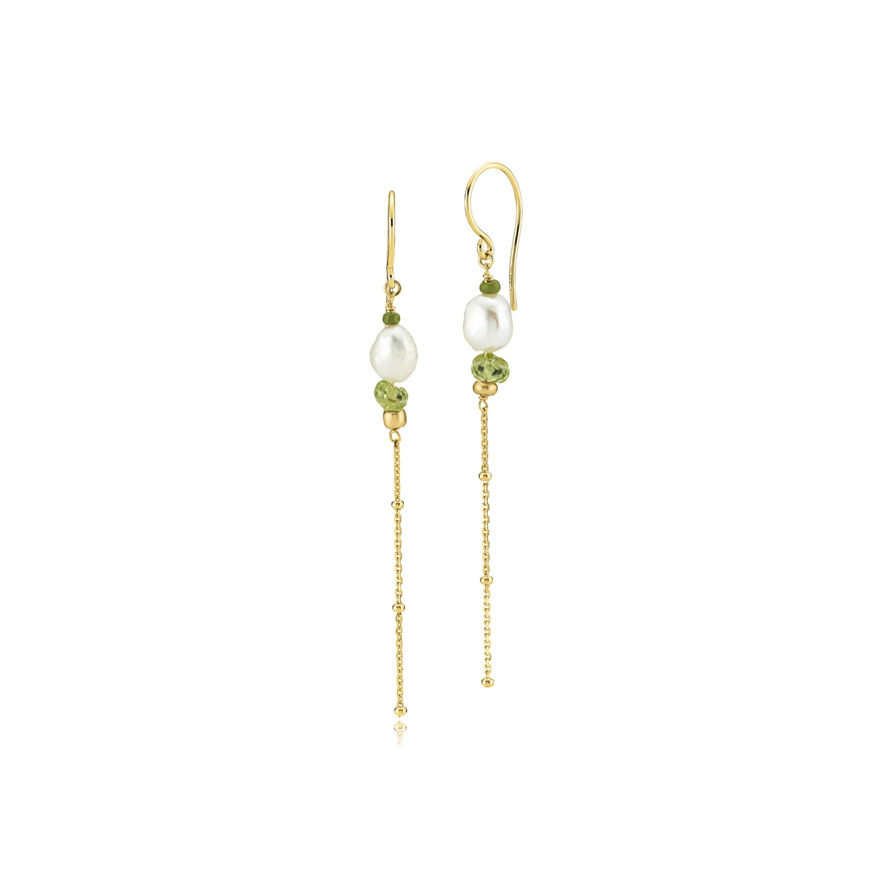 Beach Earrings Green With Pearl von Sistie in Vergoldet-Silber Sterling 925