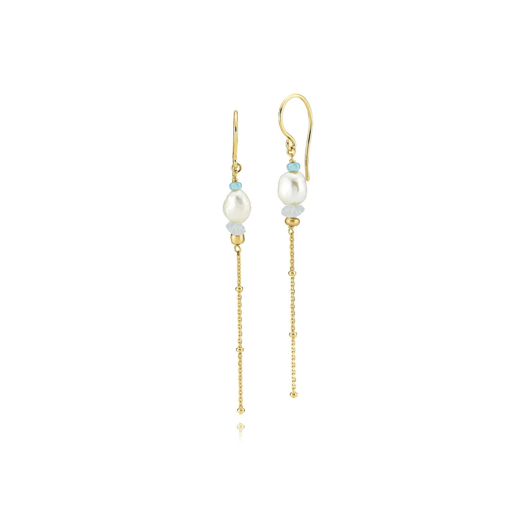 Beach Earrings Blue With Pearl