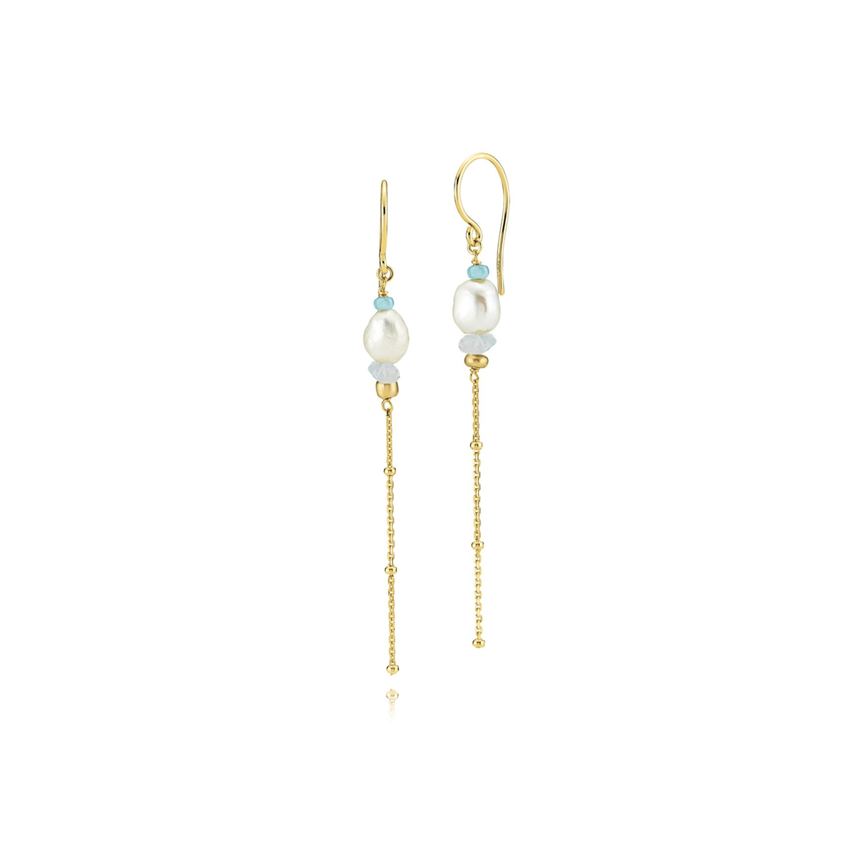 Beach Earrings Blue With Pearl von Sistie in Vergoldet-Silber Sterling 925