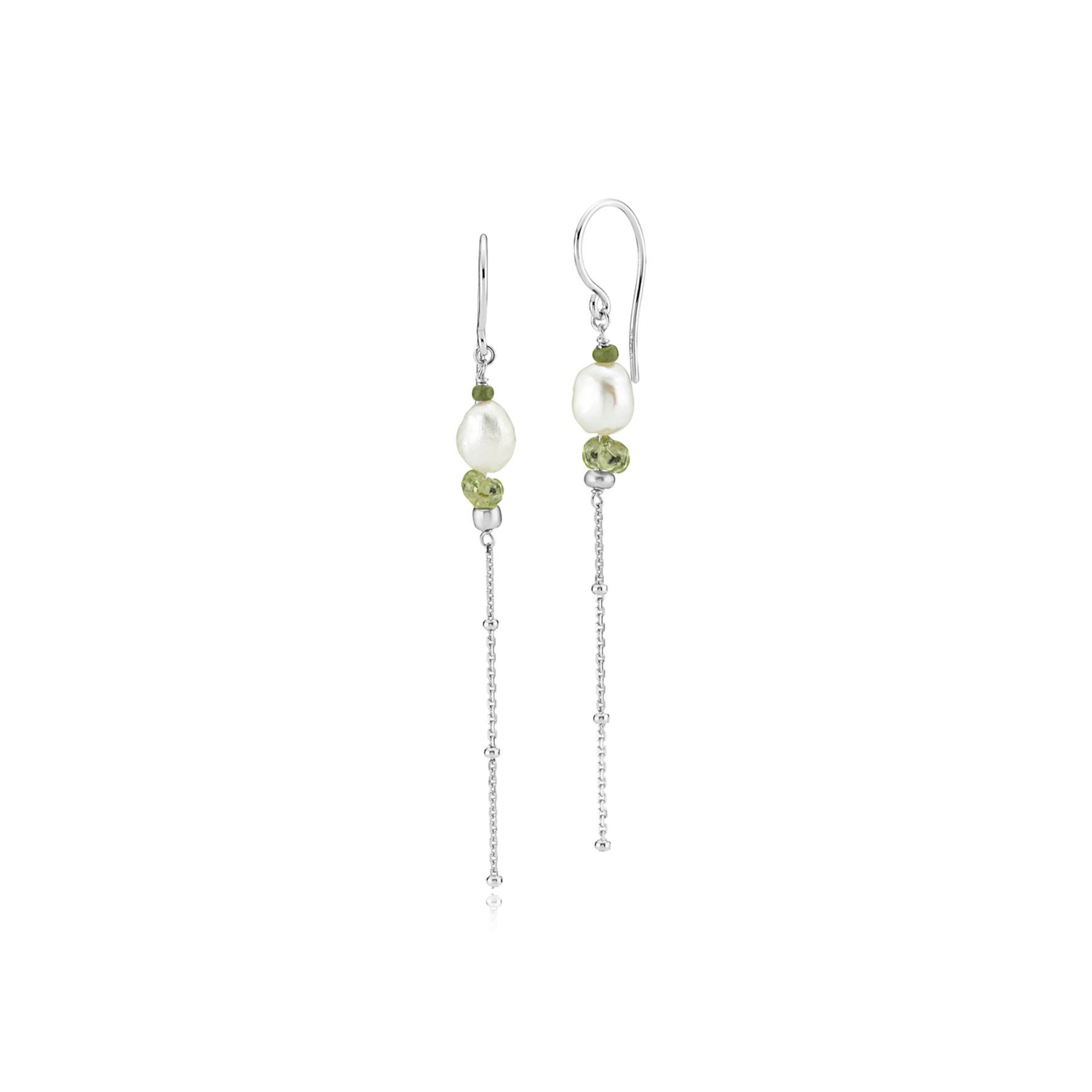 Beach Earrings Green With Pearl from Sistie in Silver Sterling 925