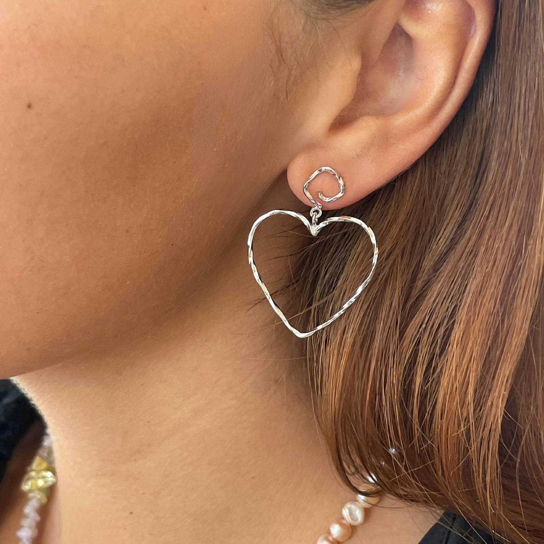 Funky Heart Earring fra STINE A Jewelry i Sølv Sterling 925