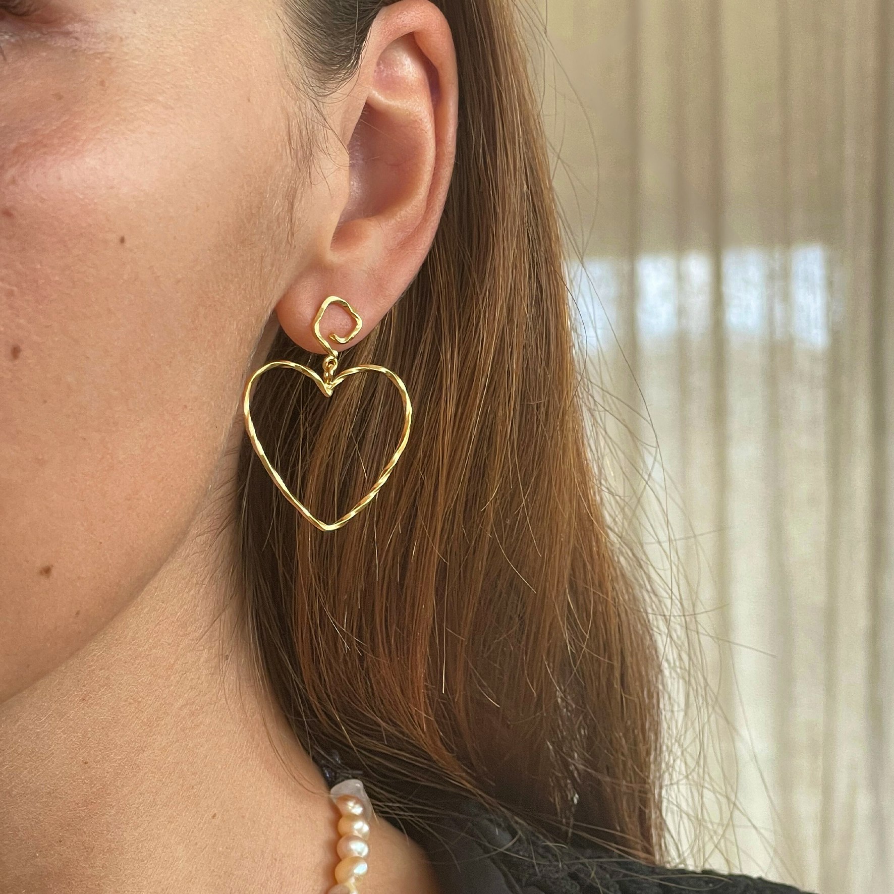 Funky Heart Earring z STINE A Jewelry v Pozlacené stříbro sterling 925