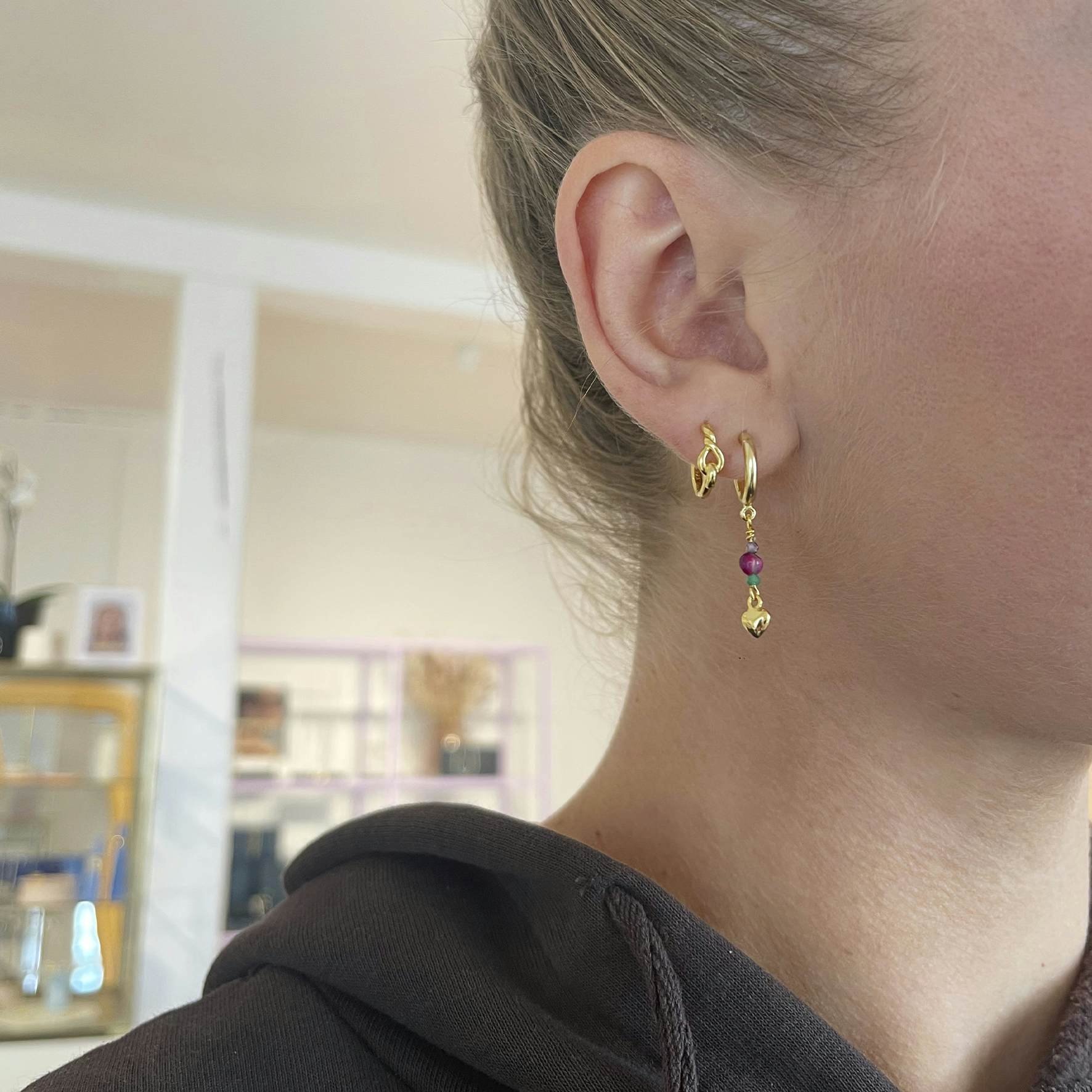 Pia Earring Pink fra Nuni Copenhagen i Forgyldt-Sølv Sterling 925