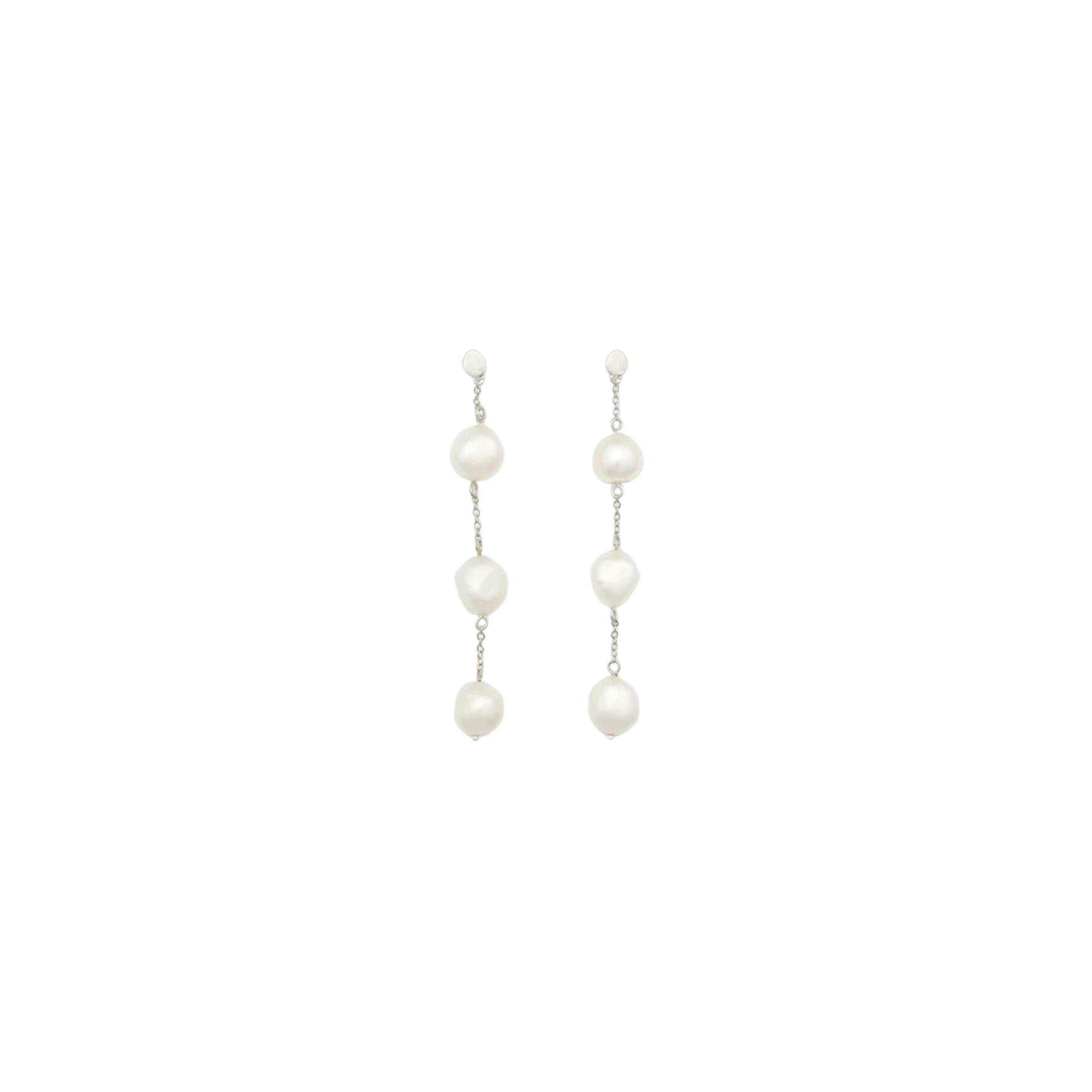 3-Pearls Earchains from Sorelle Jewellery in Goldplated-Silver Sterling 925