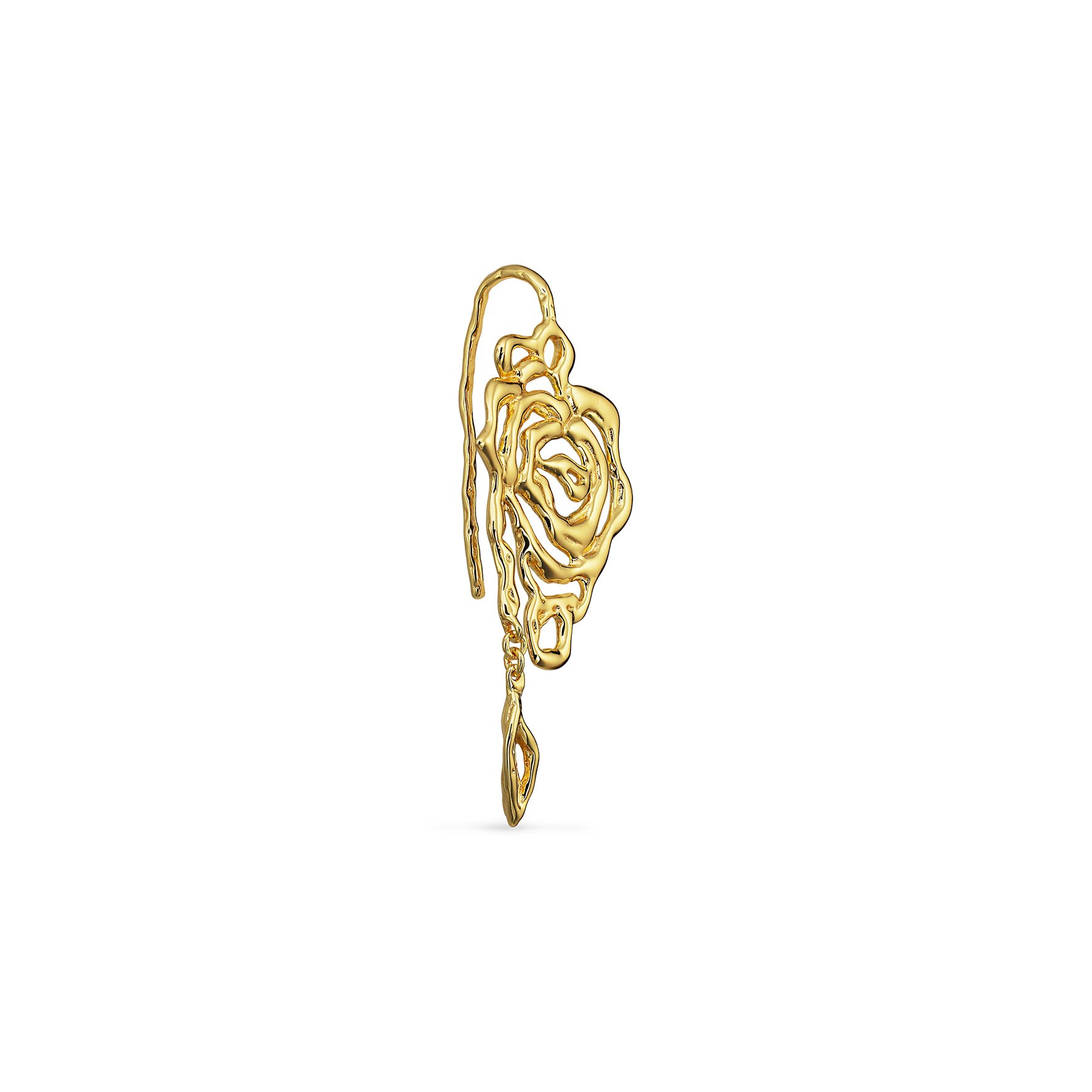 Rose Earring With Leaf Drop Left fra Jane Kønig i Forgyldt-Sølv Sterling 925