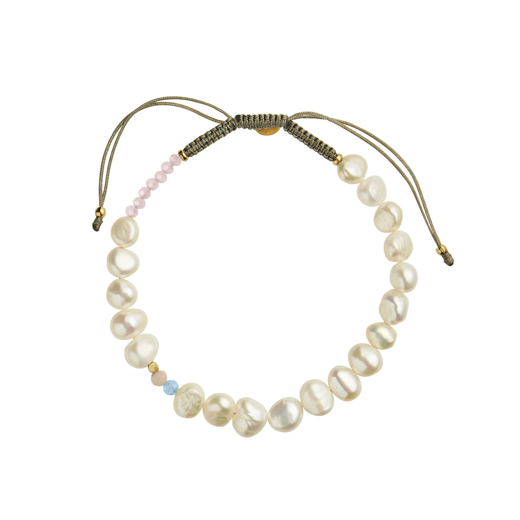 Perlie Creme Bracelet With Blue & Pink Stone fra STINE A Jewelry i Nylon