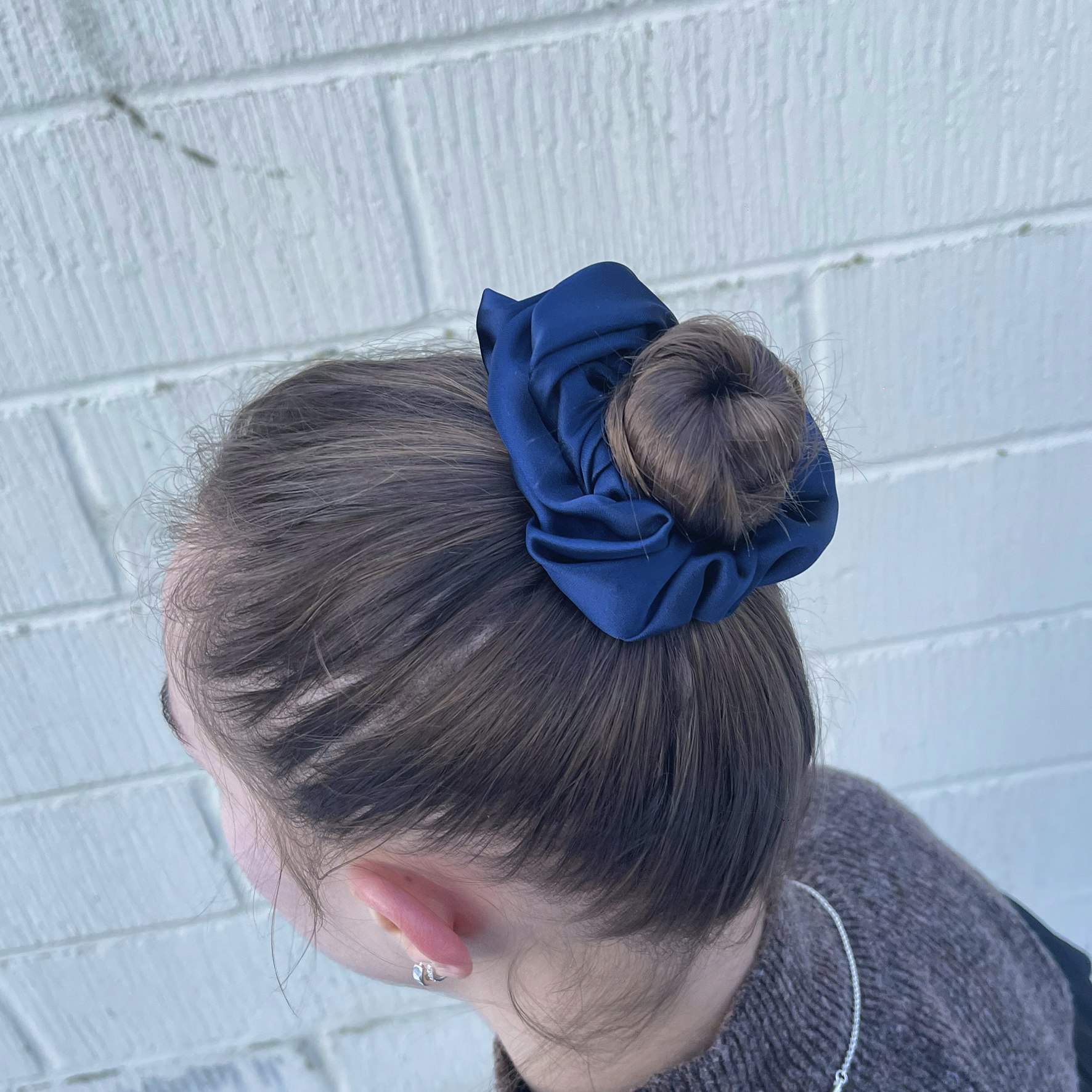 4-Pack Hair Scrunchie Navy Satin